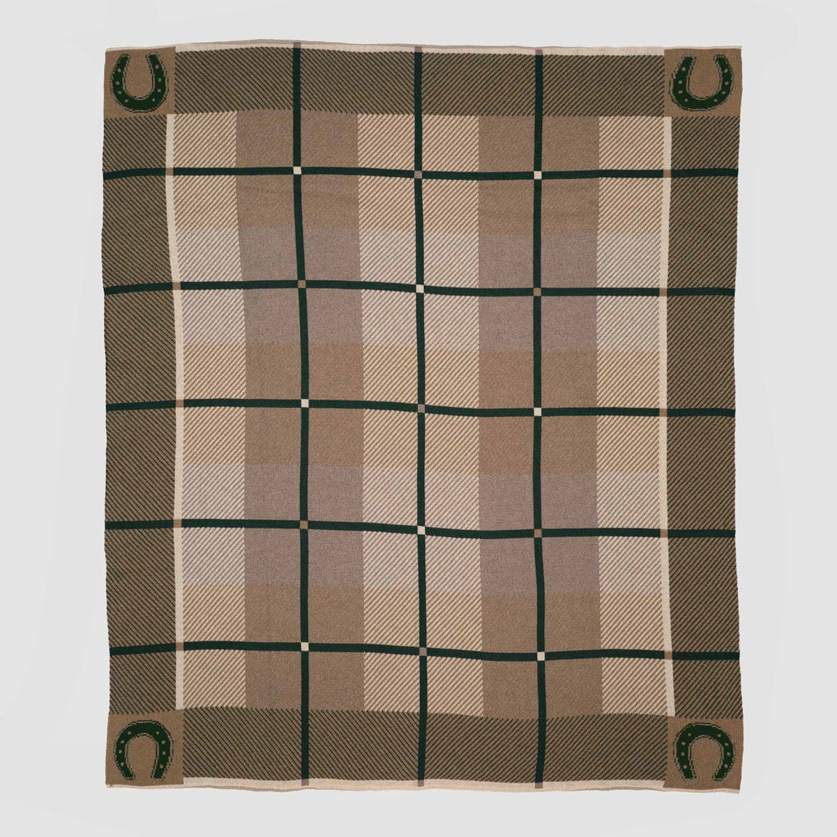 In2Green Eco Throw Cotton Sustainable Knit Stripe Throw Blanket - Equestrian Barn Plaid 601570193927 BL01EBP1