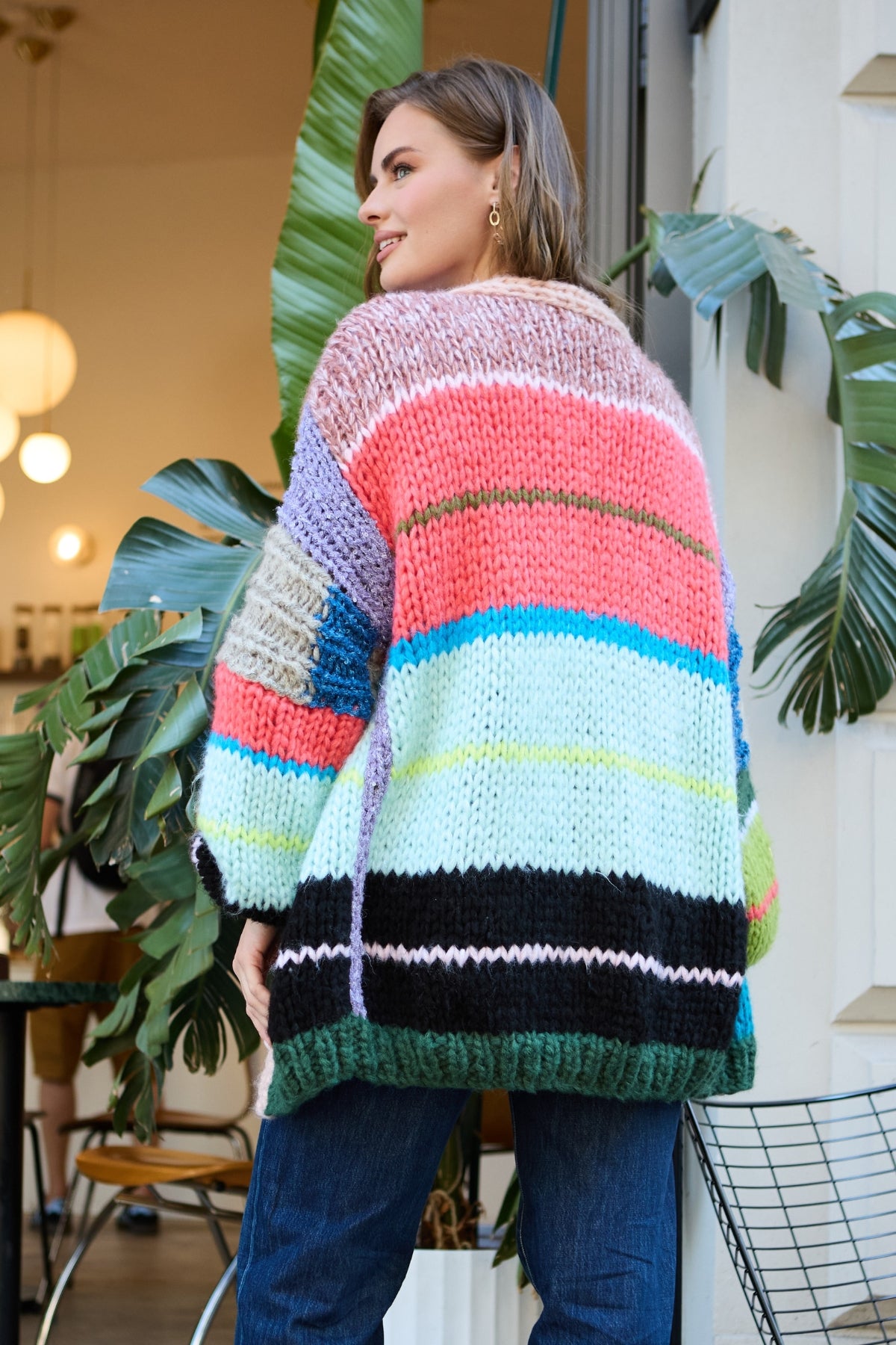 Knitted Rainbow Multitoned Cardigan - Multi
