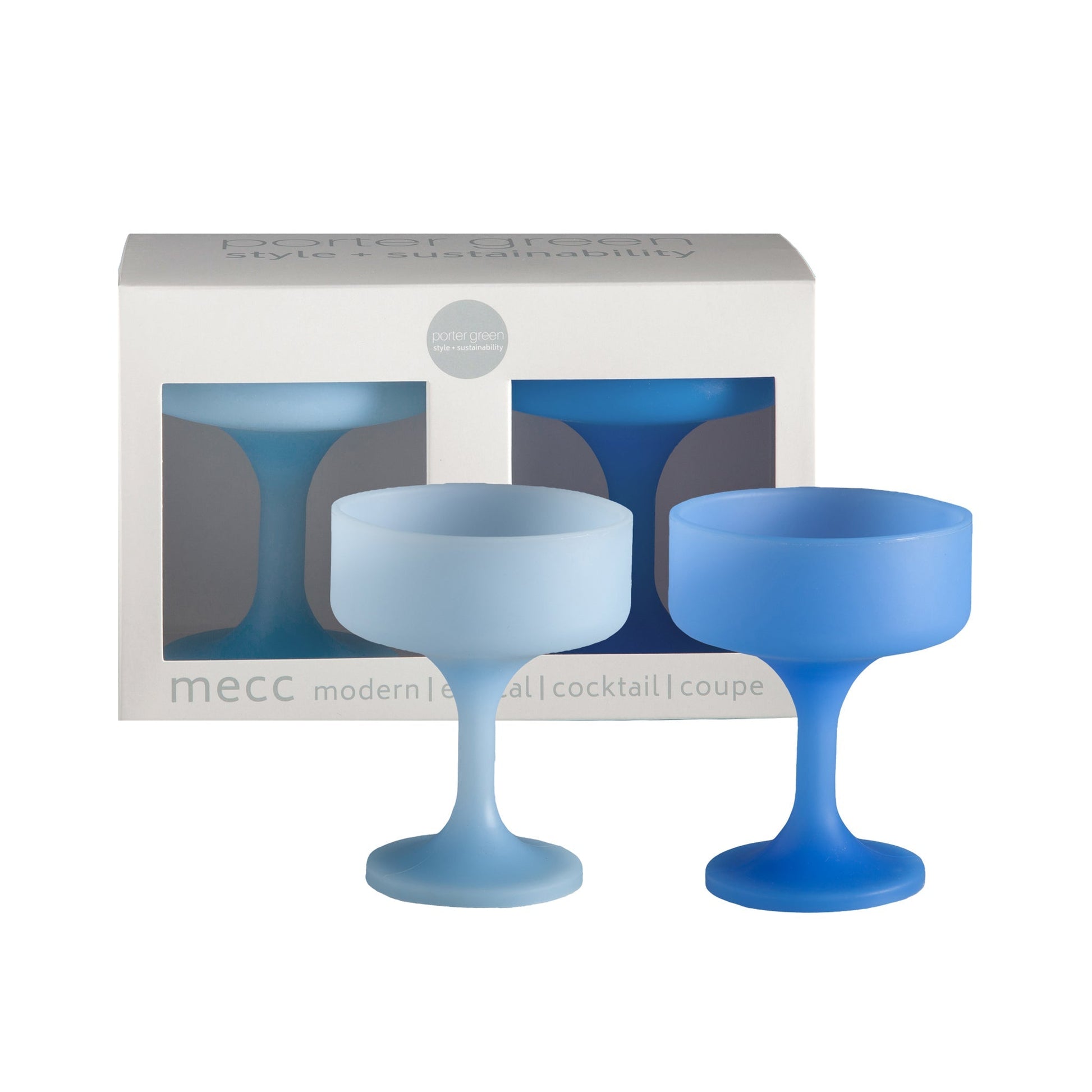 sky + kingfisher | mecc | unbreakable silicone cocktail coupes | porter green, coupe cocktail glass, coupe glass, coloured cocktail glasses, unbreakable cocktail glasses, cocktail glasses australia