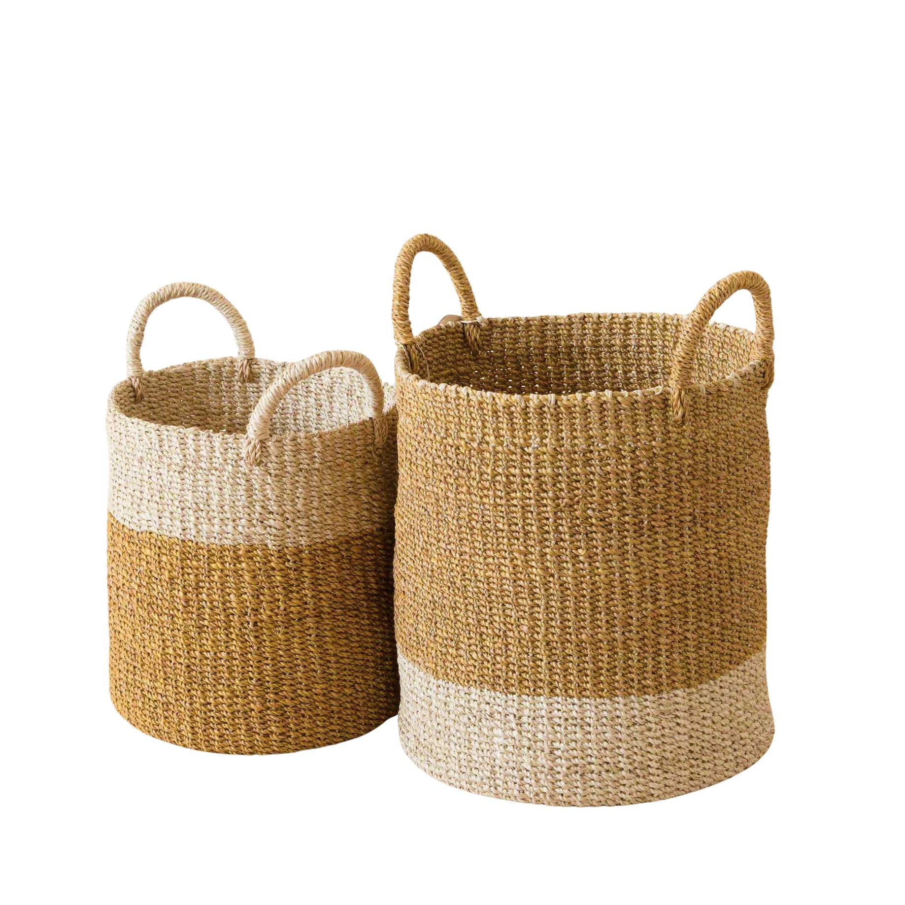- Mustard Baskets with Handle, set of 2 - Cylinder Baskets | LIKHA - LIKHÂ