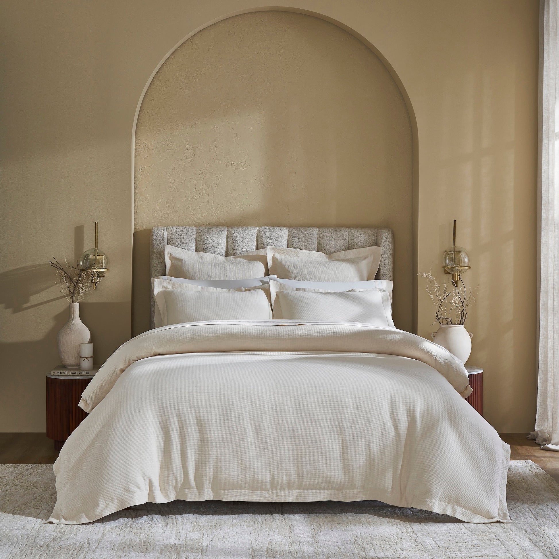 DT-068-10692_1|Elegant beige textured duvet cover, ideal for a serene bedroom aesthetic. Soft, premium quality bedding for ultimate comfort.