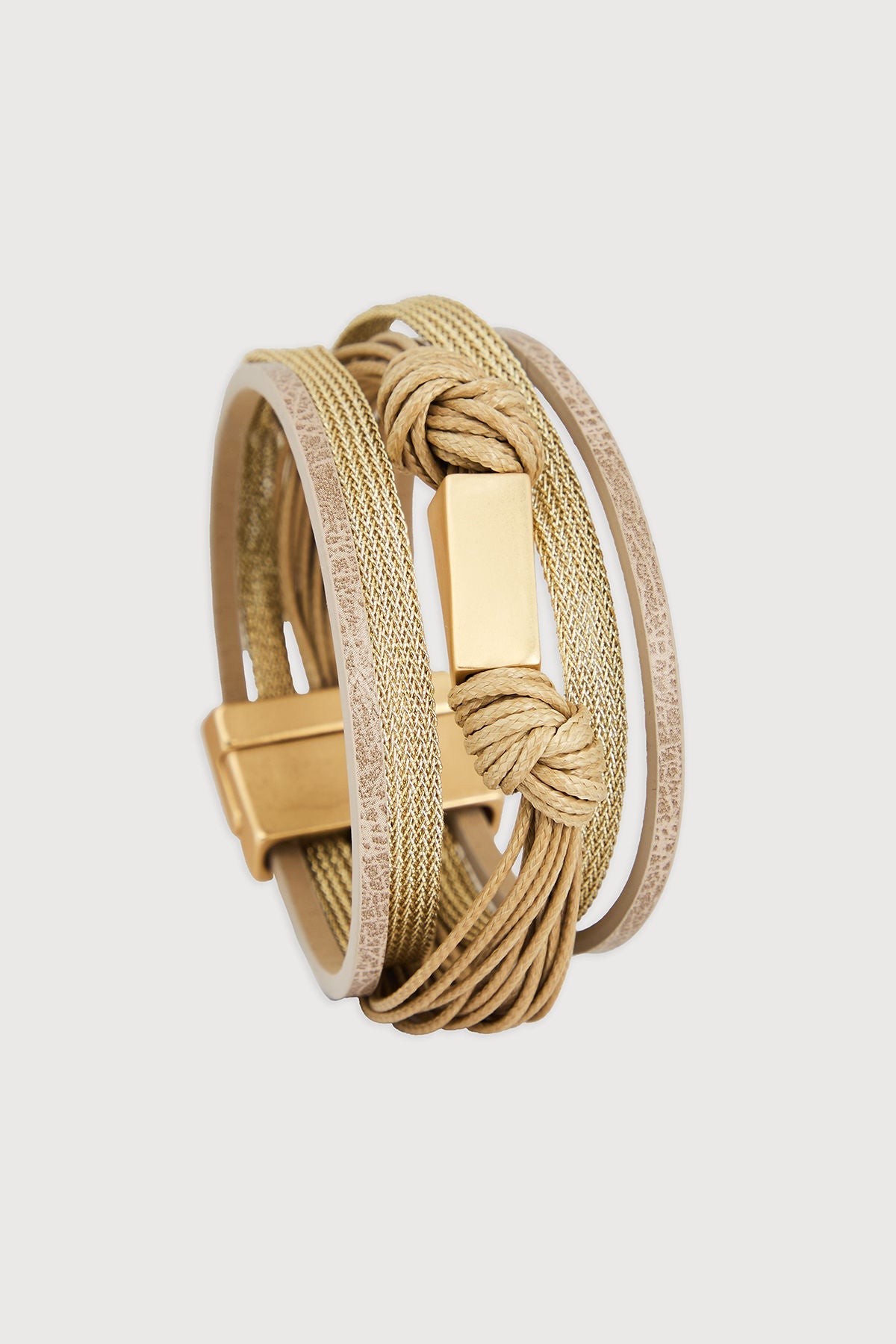 Rectangle Charm Cord Bracelet - Taupe