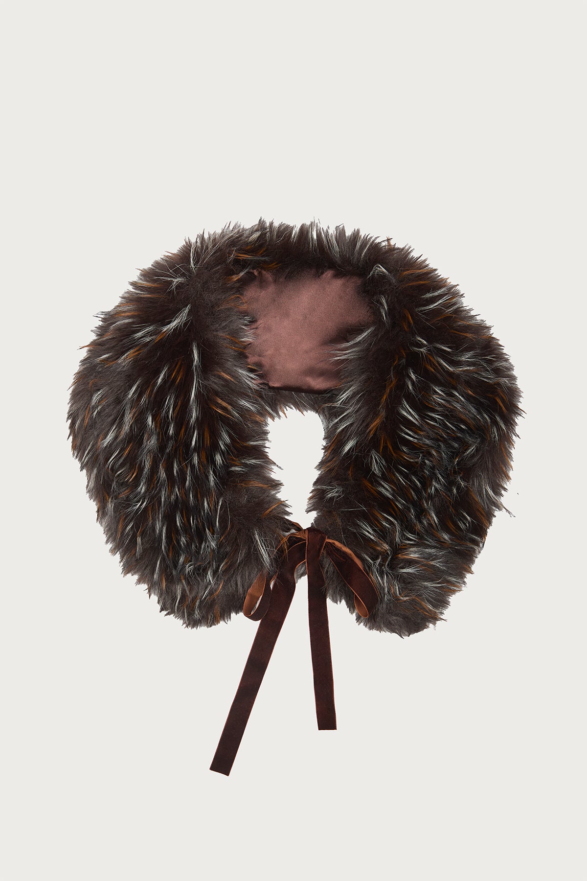 Faux Fur Tie Collar - Brown Multi