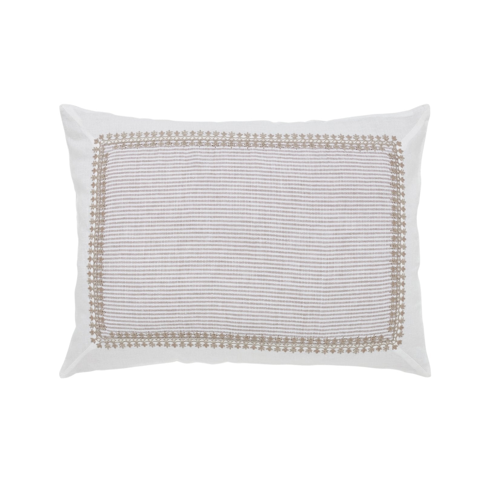 SS-031-2026_1|Elegant white duvet cover featuring a delicate embroidered border and subtle woven striped texture. Sophisticated style.