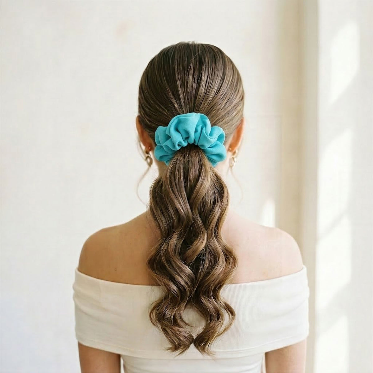E&K Hair Scrunchies: Turquoise & White Assortment (set of 4)