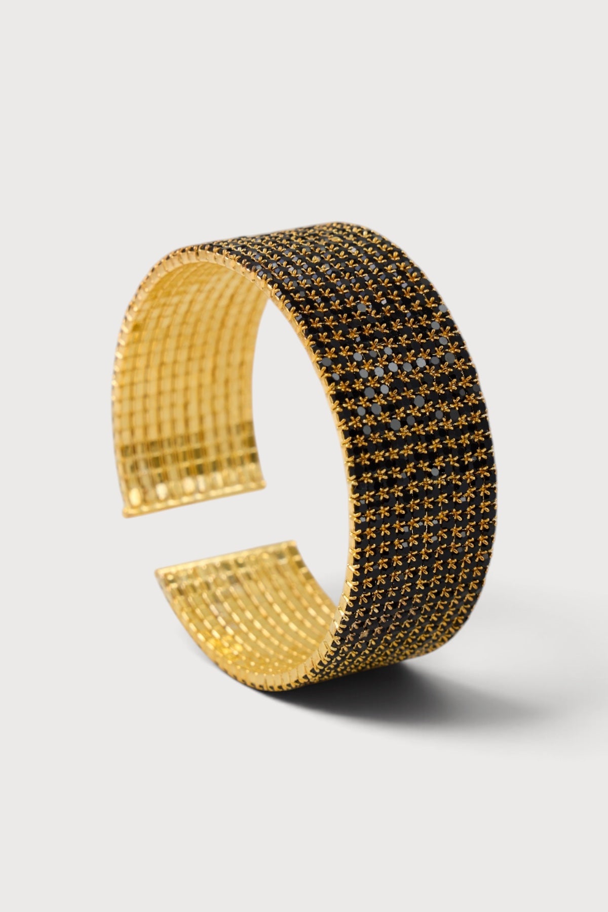 Crystal Row Cuff Bracelet - Black Gold