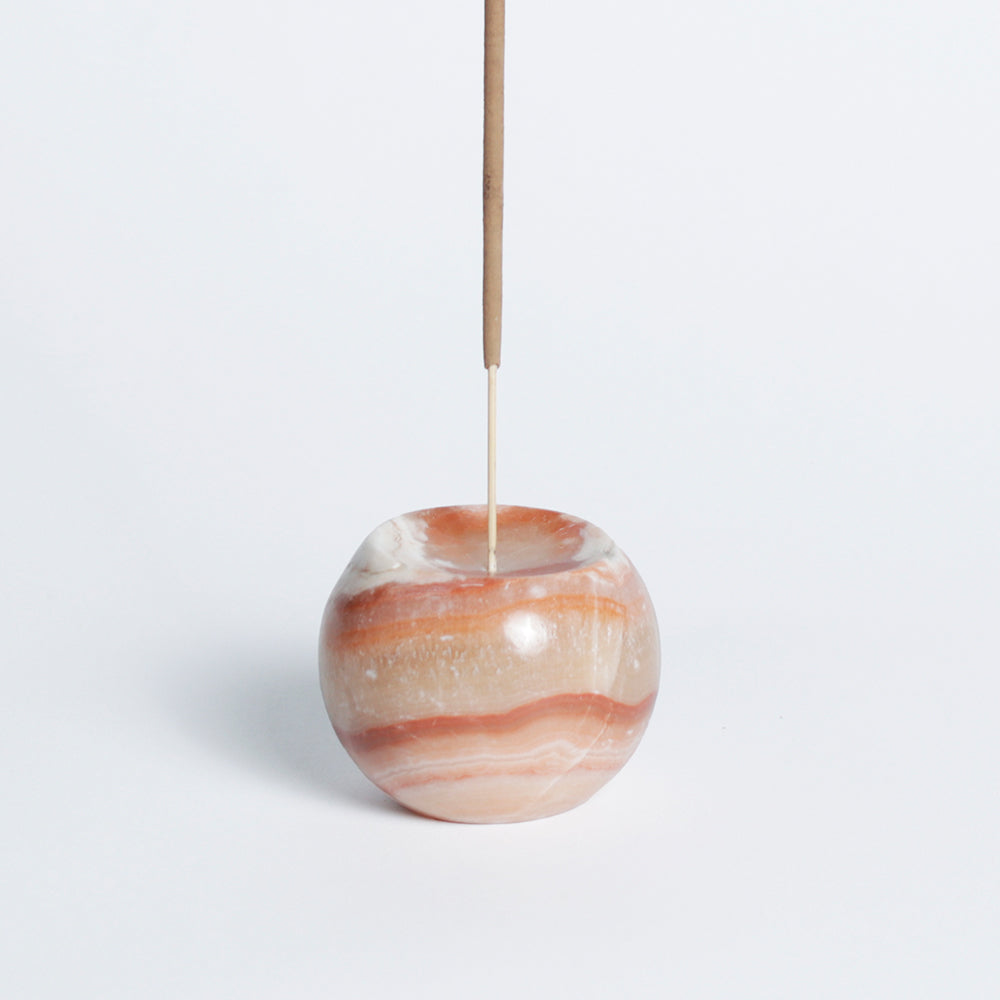 Gemstone sphere incense holder - Onyx Crema