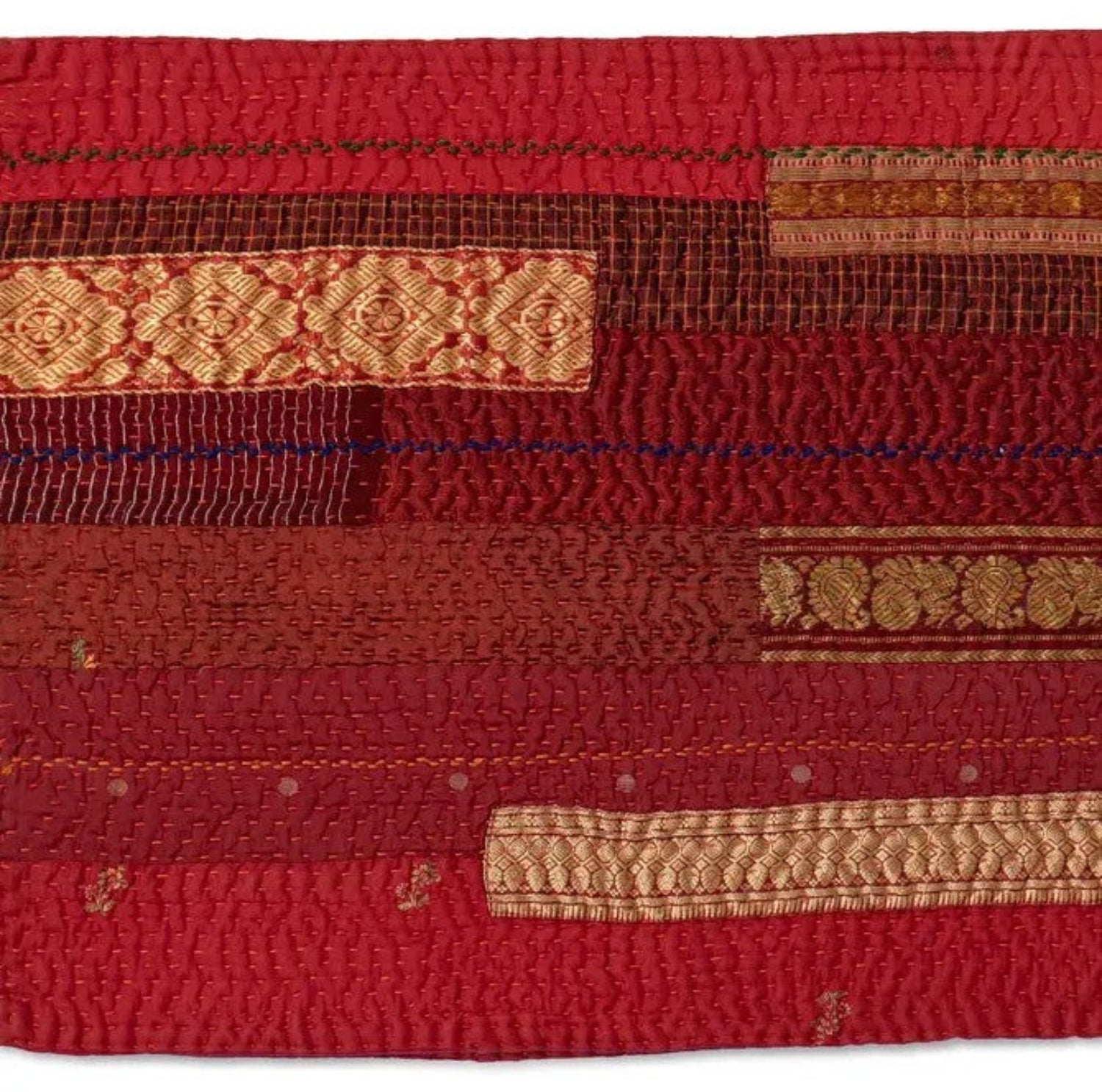 S/2 Red Jewel Striped Kantha Placemat