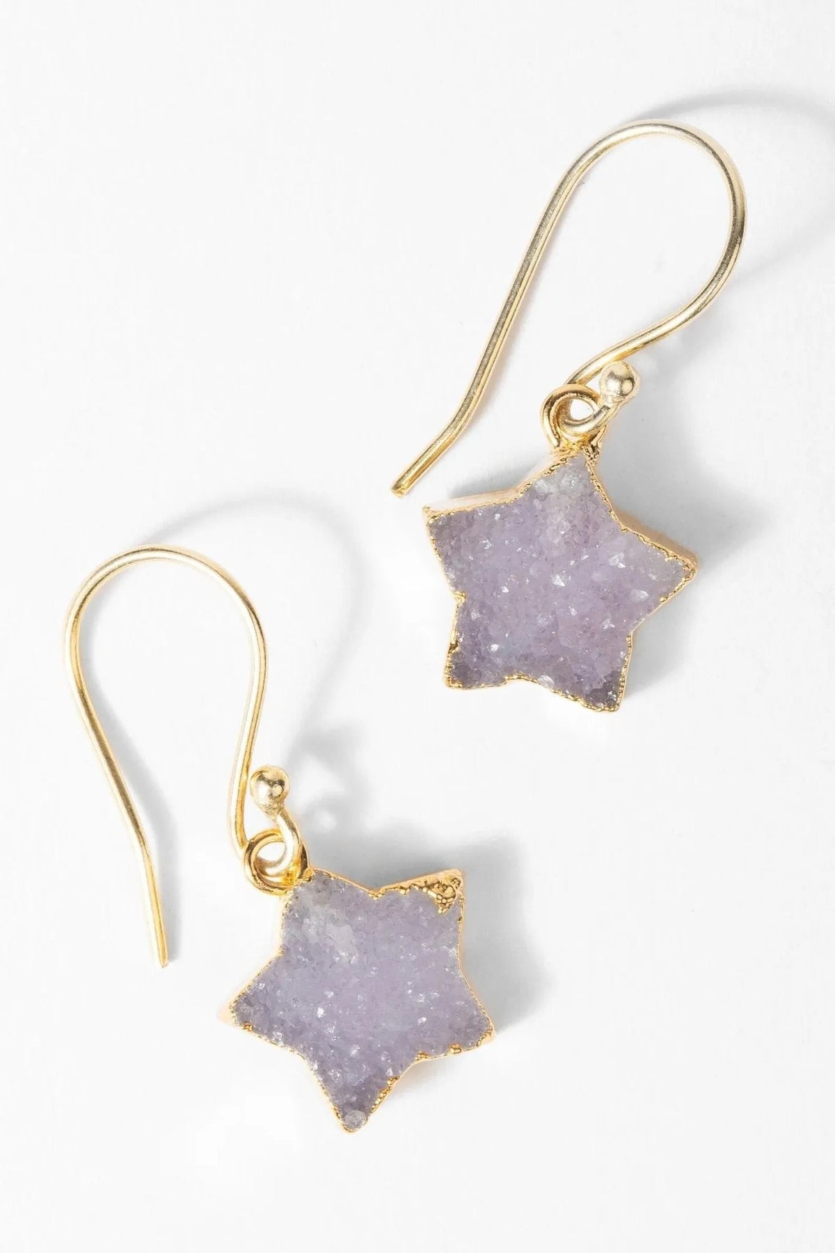 Star Charm Drop Star Shaped Druzy Earrings Thistle