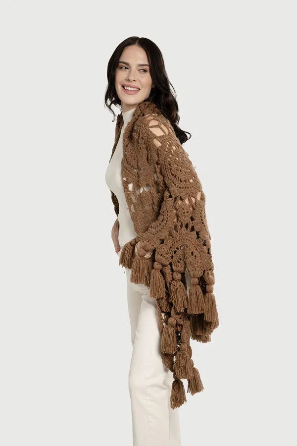 Crocheted Sunshine Shawl Brown