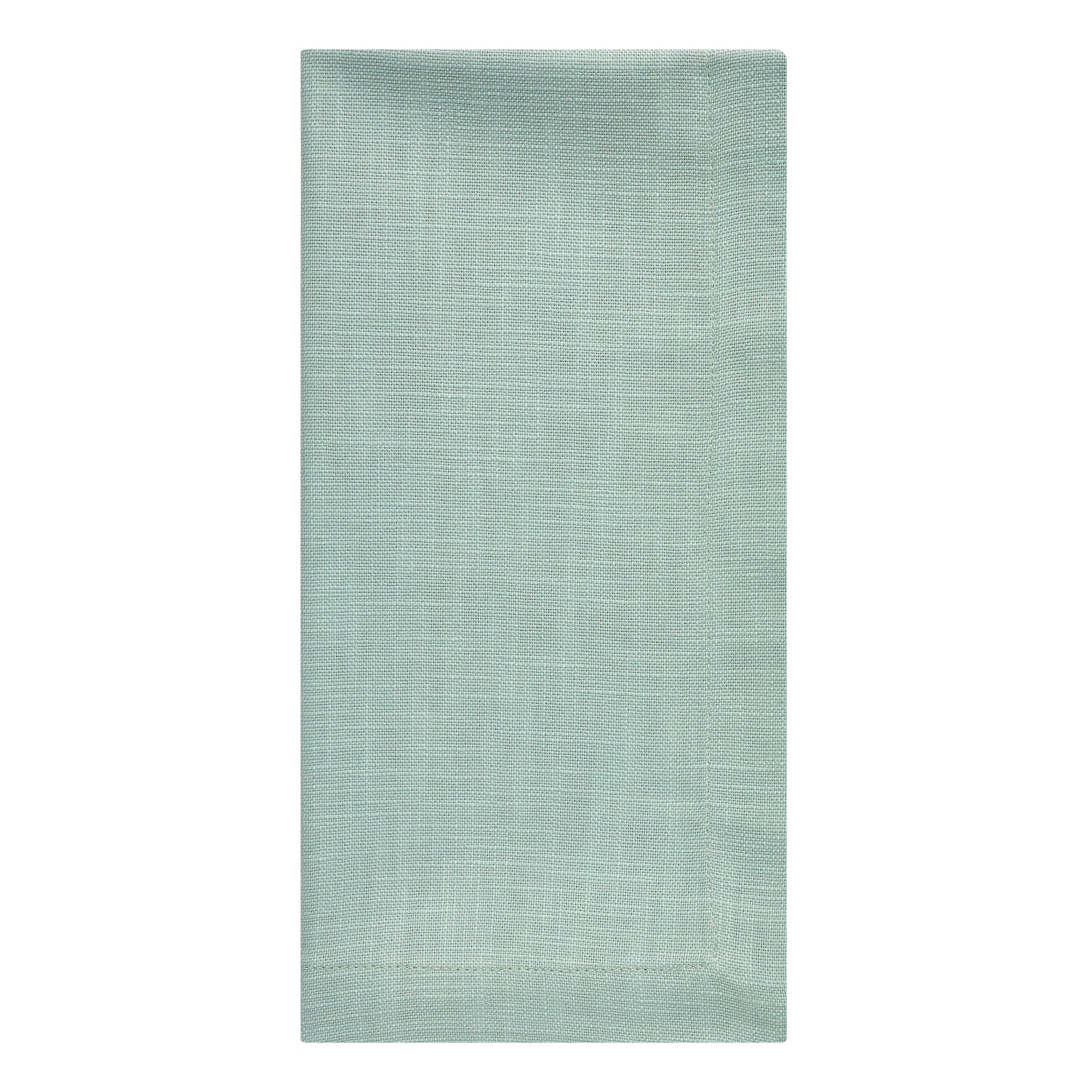 NP-4811-2020_3|Single seafoam green reusable linen blend dinner napkin. Ideal for elegant dining table settings, special occasions, and daily use.