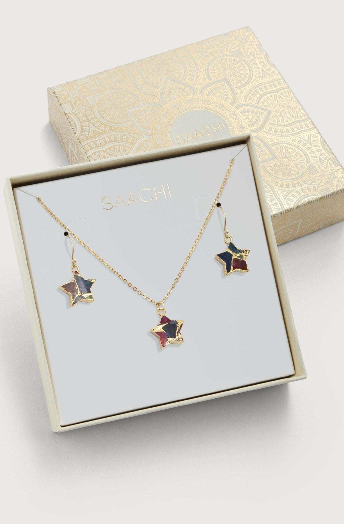 Mojave Mini Star Earring and Necklace Set Firebrick