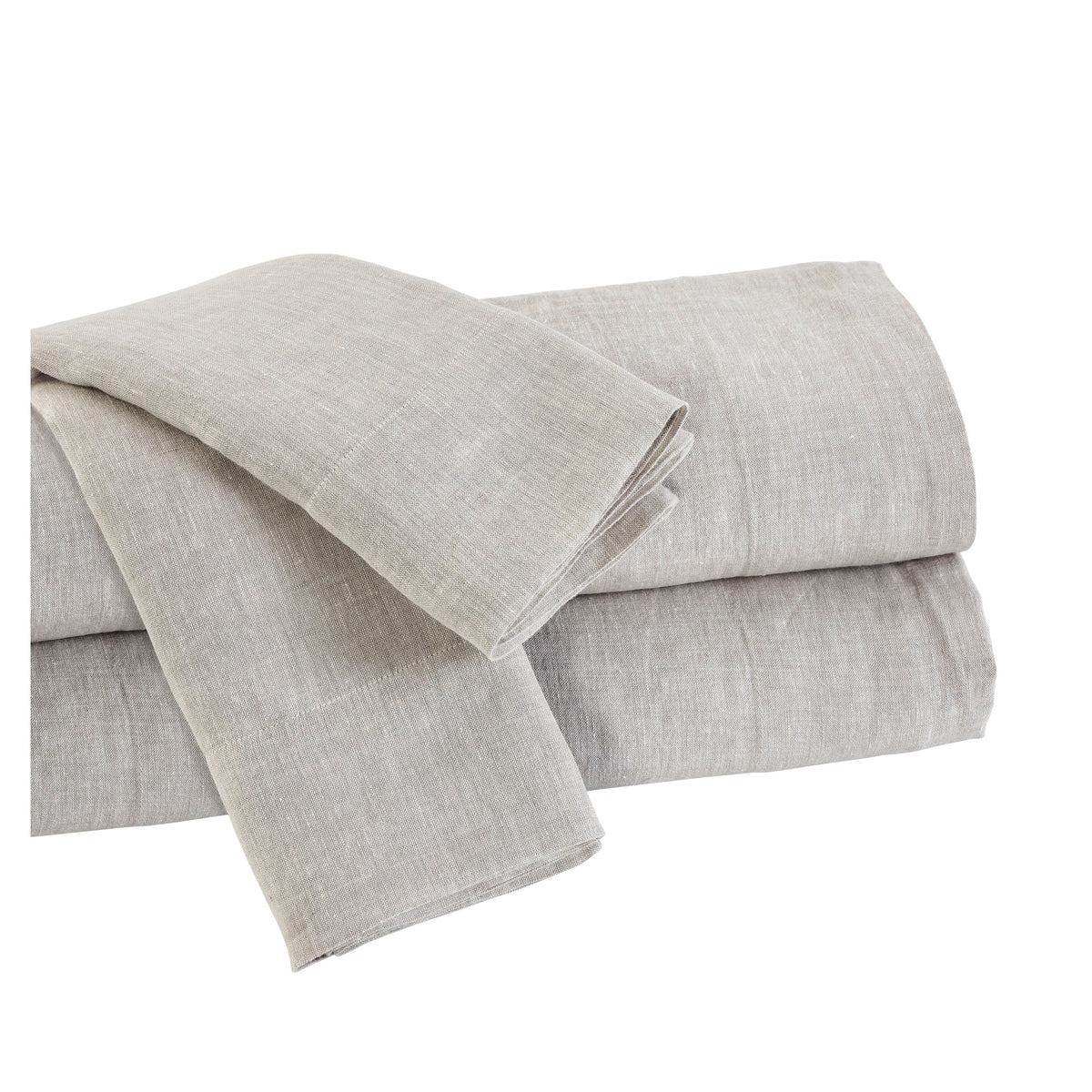 CSS-516-7284_5|Folded natural beige 100% linen sheets, offering a soft, breathable, and luxurious feel for comfortable, high-quality sleep.