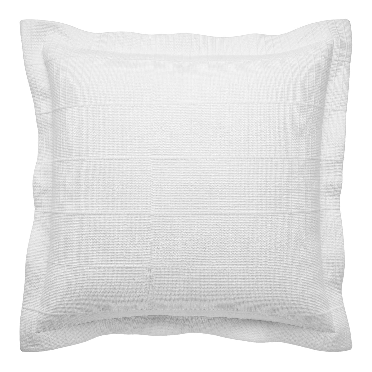 ES-268-2626_2|Clean white smooth textured coverlet accent pillow, featuring a discreet hidden zipper closure for a minimalist bedroom aesthetic.