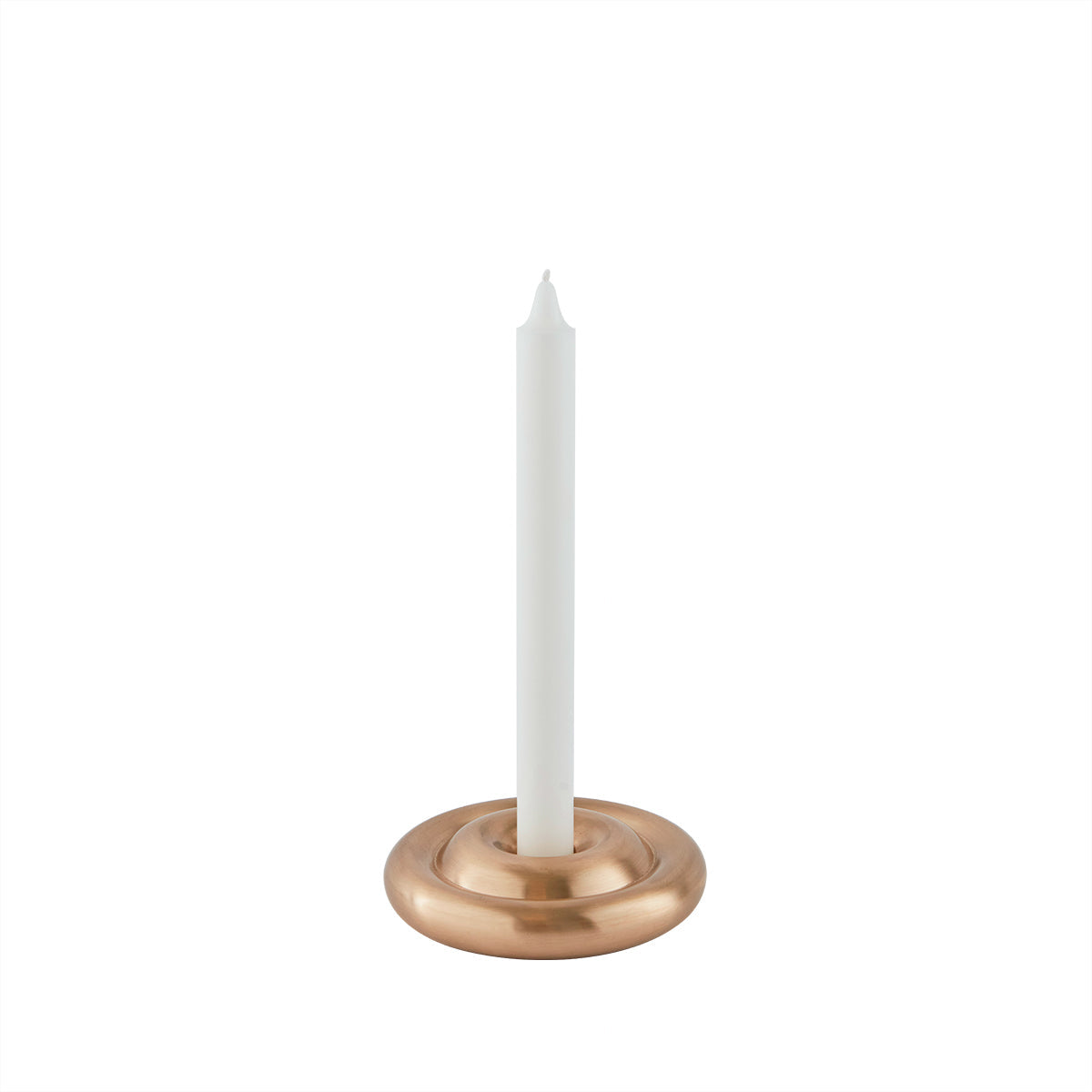 Savi Solid Brass Low Candleholder In Brushed Brass 1