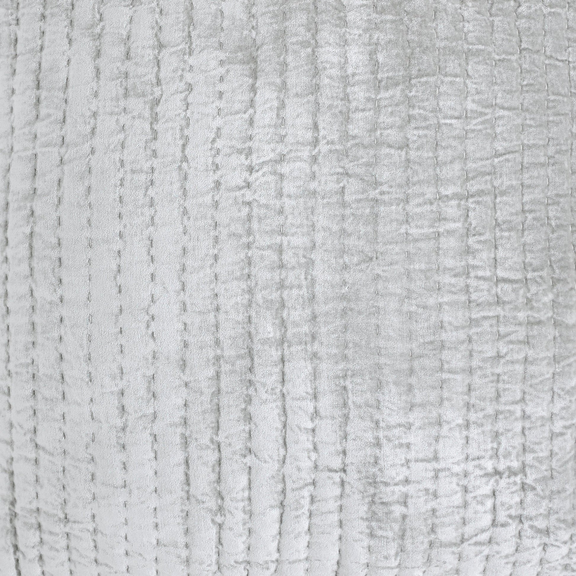 SS-352-2026_2|Close-up of light grey quilted fabric, soft textured material with elegant vertical stripe pattern for contemporary bedding.