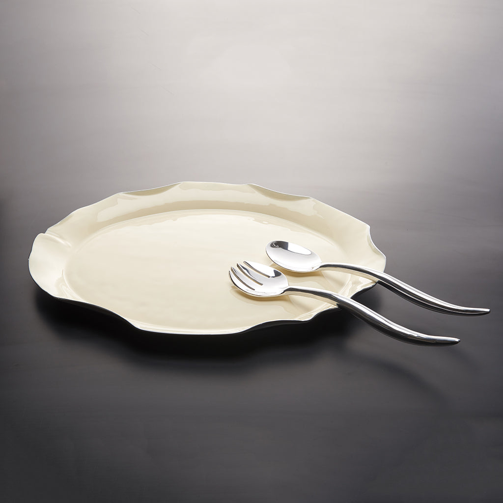 Ruffled Oval Platter Oyster Lg - Nima Oberoi Lunares 