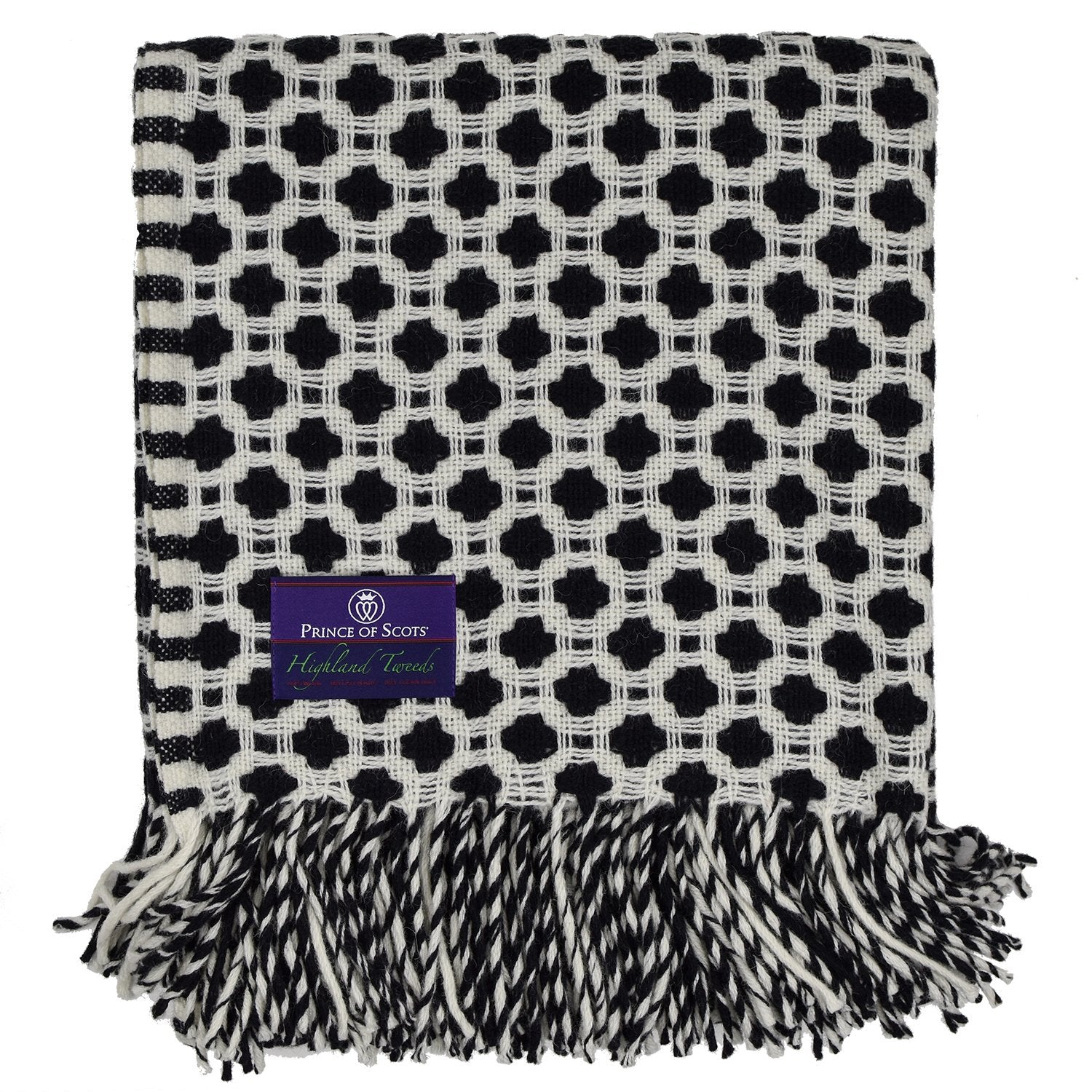 Highland Tweed Hedgerow 100% Pure New Wool Throw ~ Black ~-Throws and Blankets-Prince of Scots-0634934461523-K4050028-010-Prince of Scots