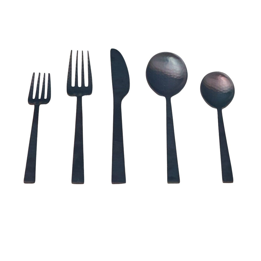 Hammered Black Flatware Set
