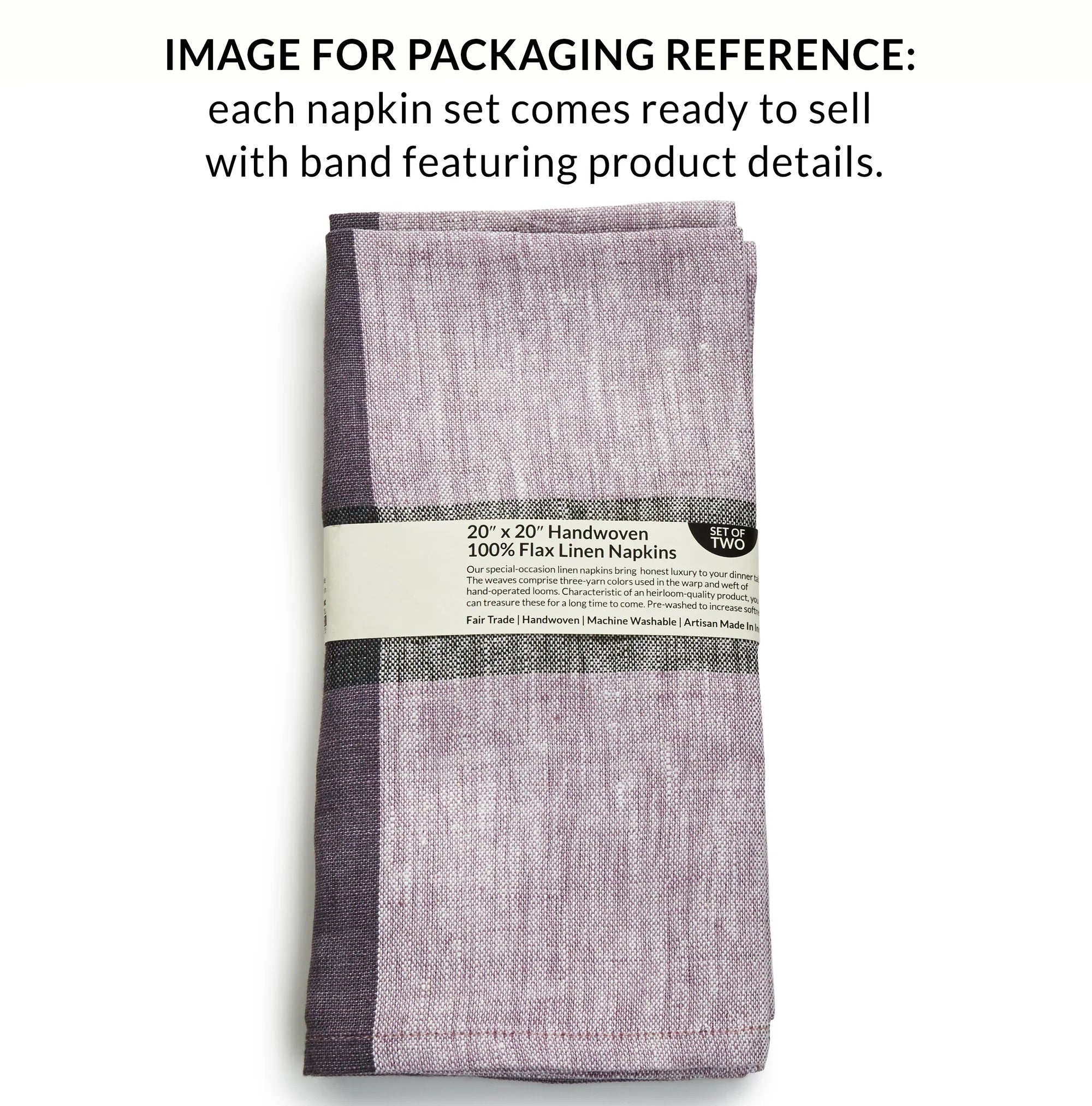 HINTERLAND Handwoven Linen Napkins – Set of 2. Flax Linen - Fair Trade - Artisan Made