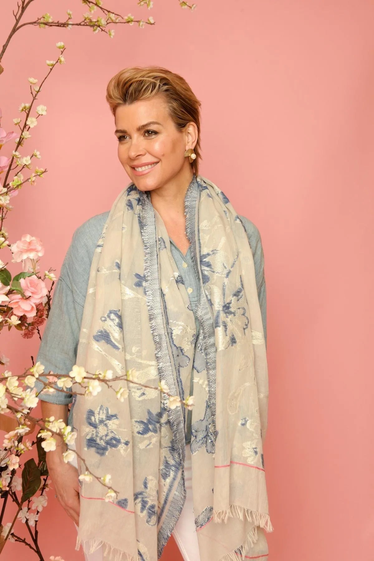 Wind Chime Floral Scarf Lemon Chiffon