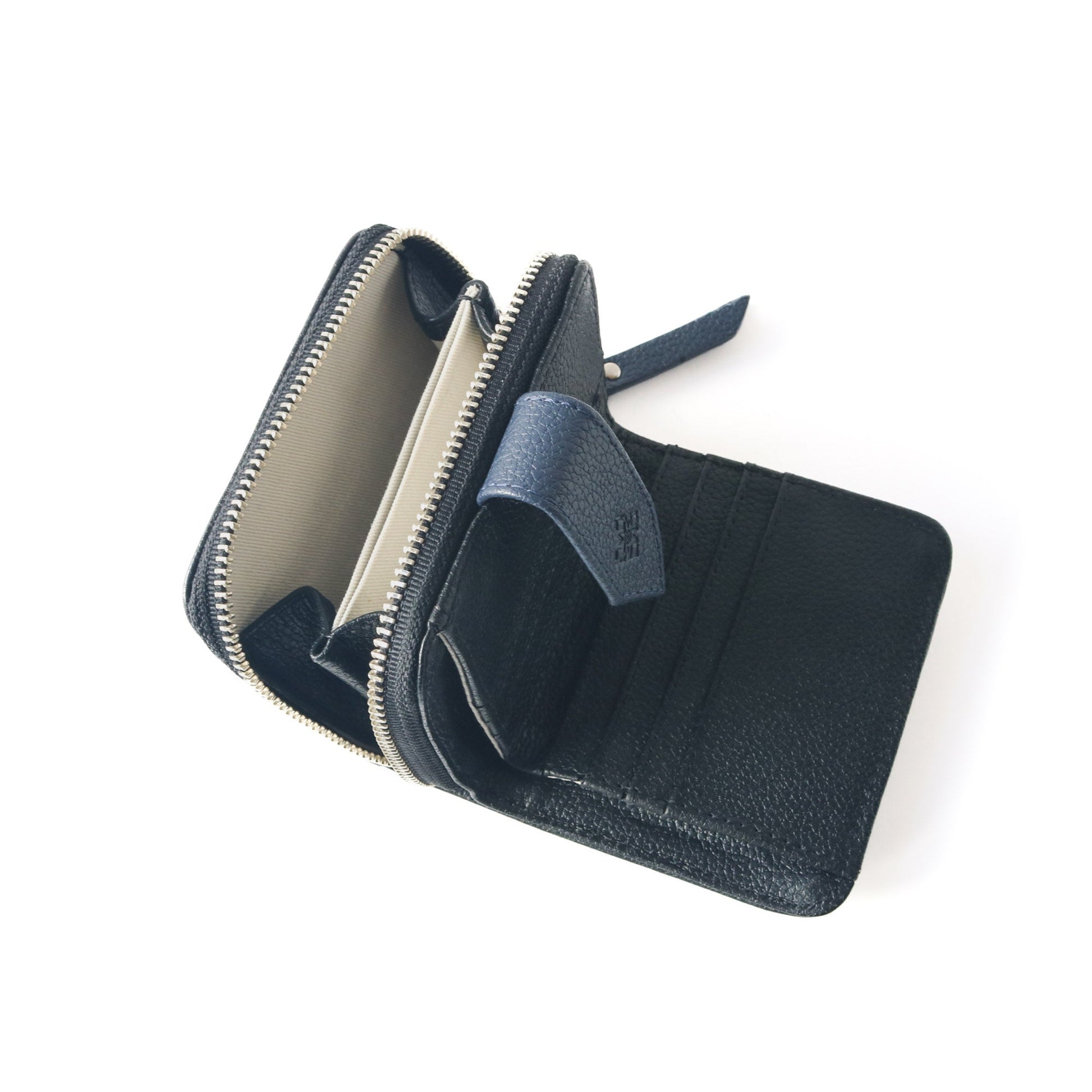 Inside view of Camila Small Wallet black showing card slots and billfold pocket