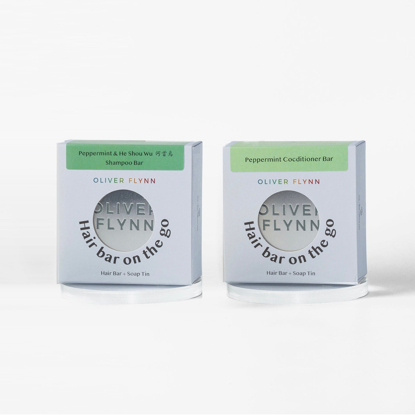 Peppermint Shampoo Bar and Conditioner Bar Travel Bundle- For Fine Hair & Sensitive Skin