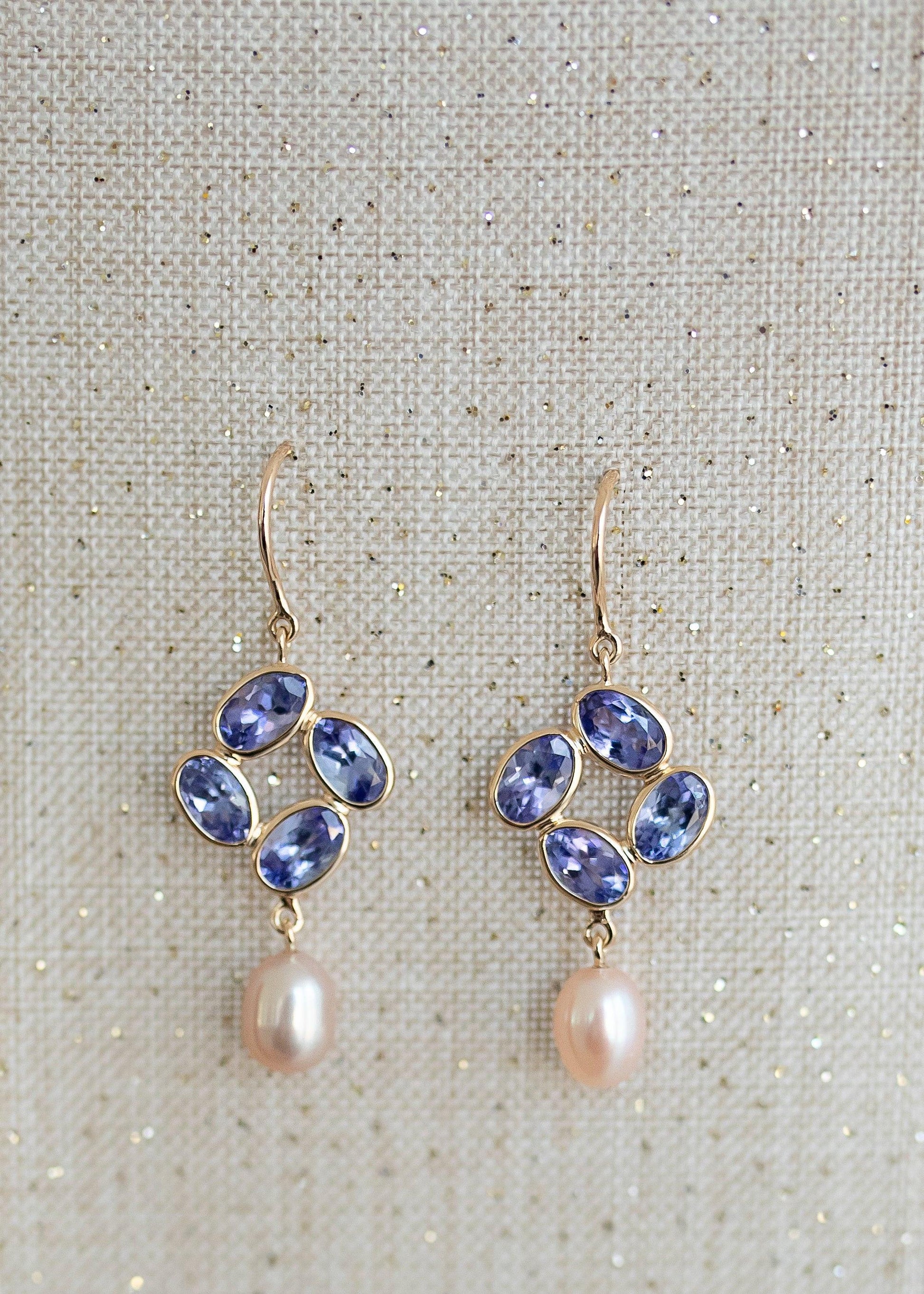 Tanzanite Spark Earrings minimal everyday fine jewelry in solid gold and sterling 925 silver with natural gemstones.