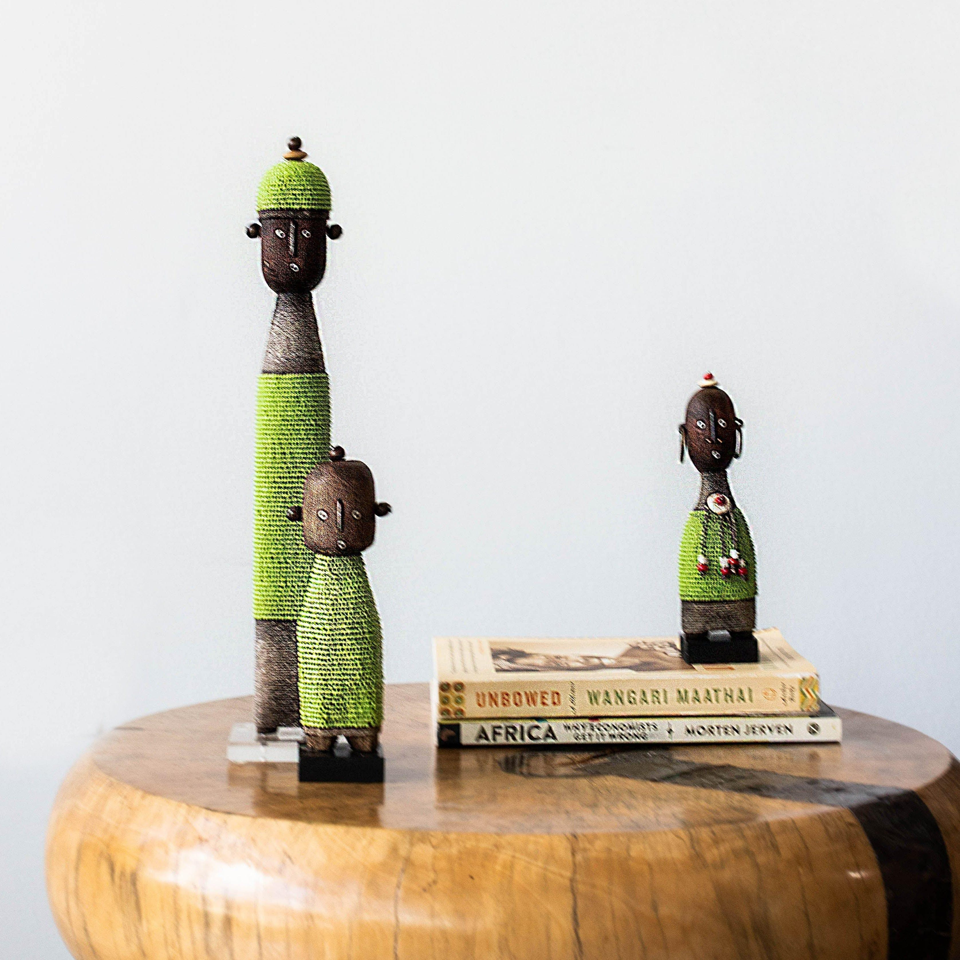 Lime Green Beaded African Namji Doll