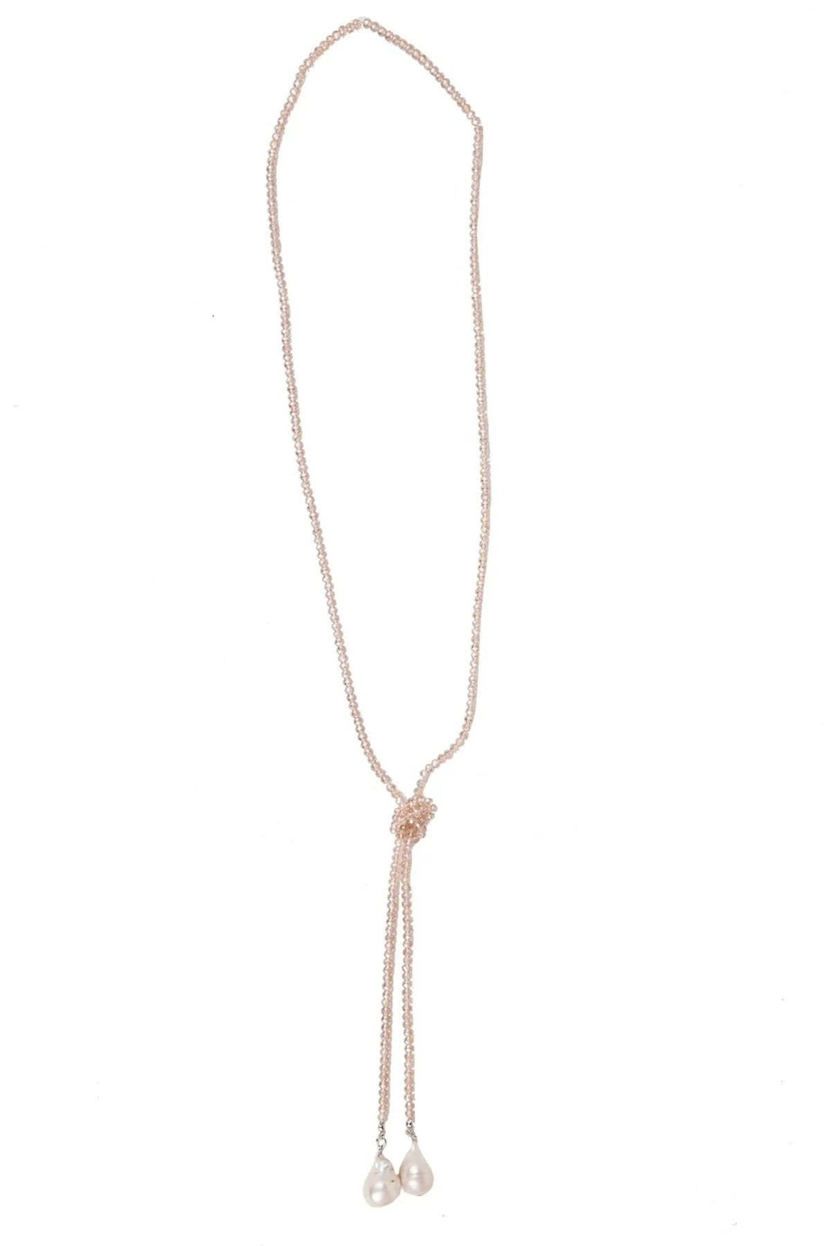 Baroque Knotted Pearl Necklace Champagne