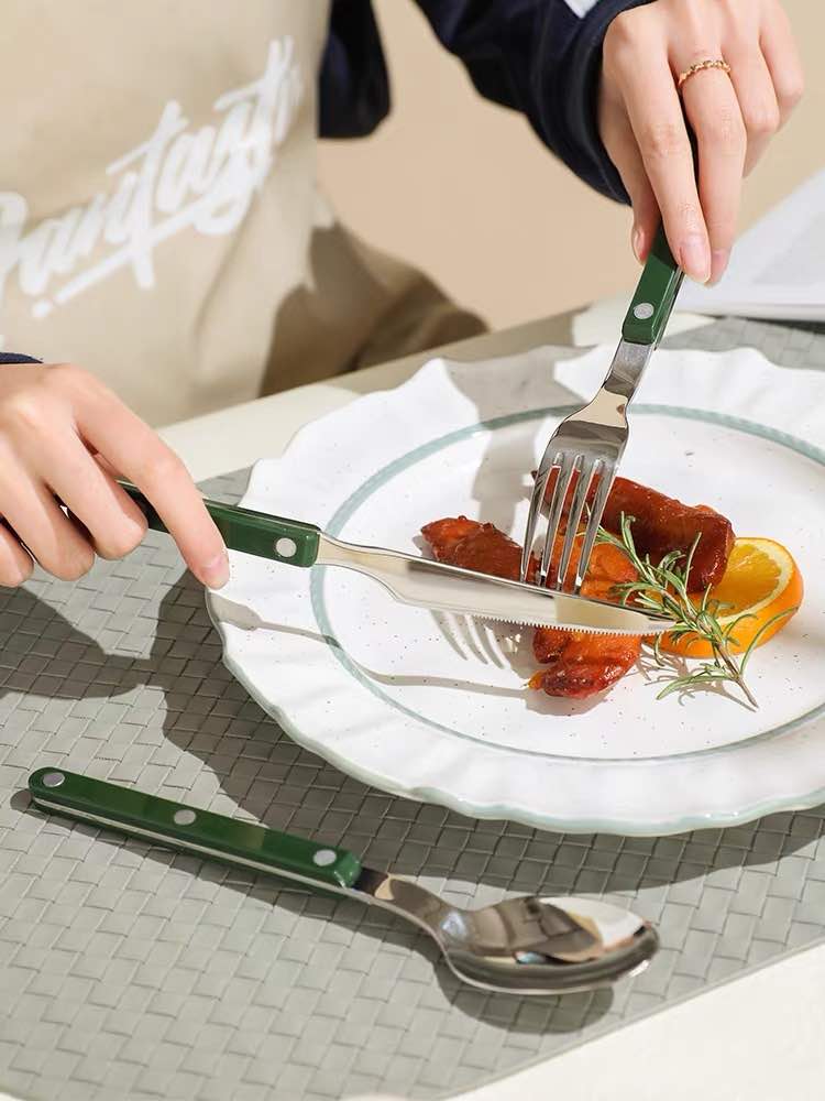 Set Of 10 Pcs French Dopamine Flatware - Bistrot Cutlery Silverware Set ( $3.99 Each ) - Set Of 10 Pcs French Dopamine Flatware-Orange - INSPECIAL HOME