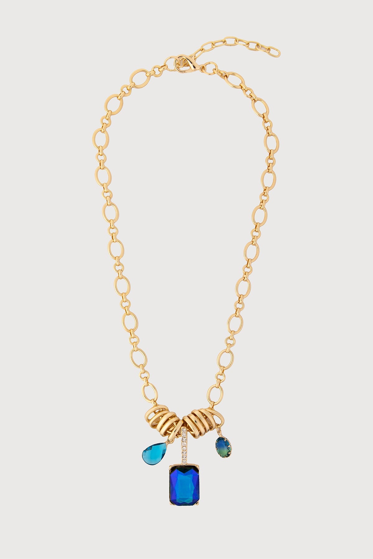 Jewel Charm Link Necklace - Blue