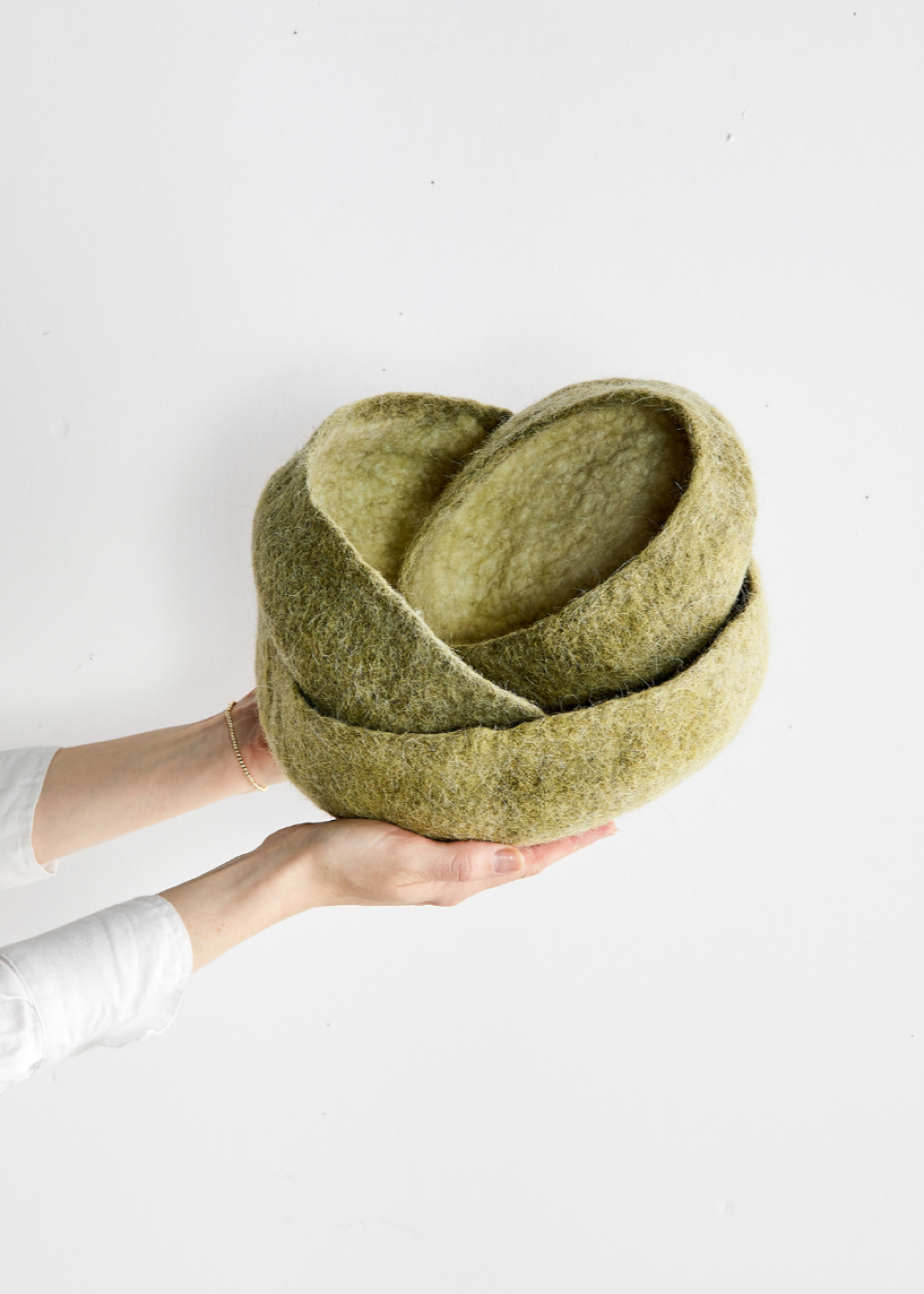 Hand Felted Nesting Bowls Olive Set of 3