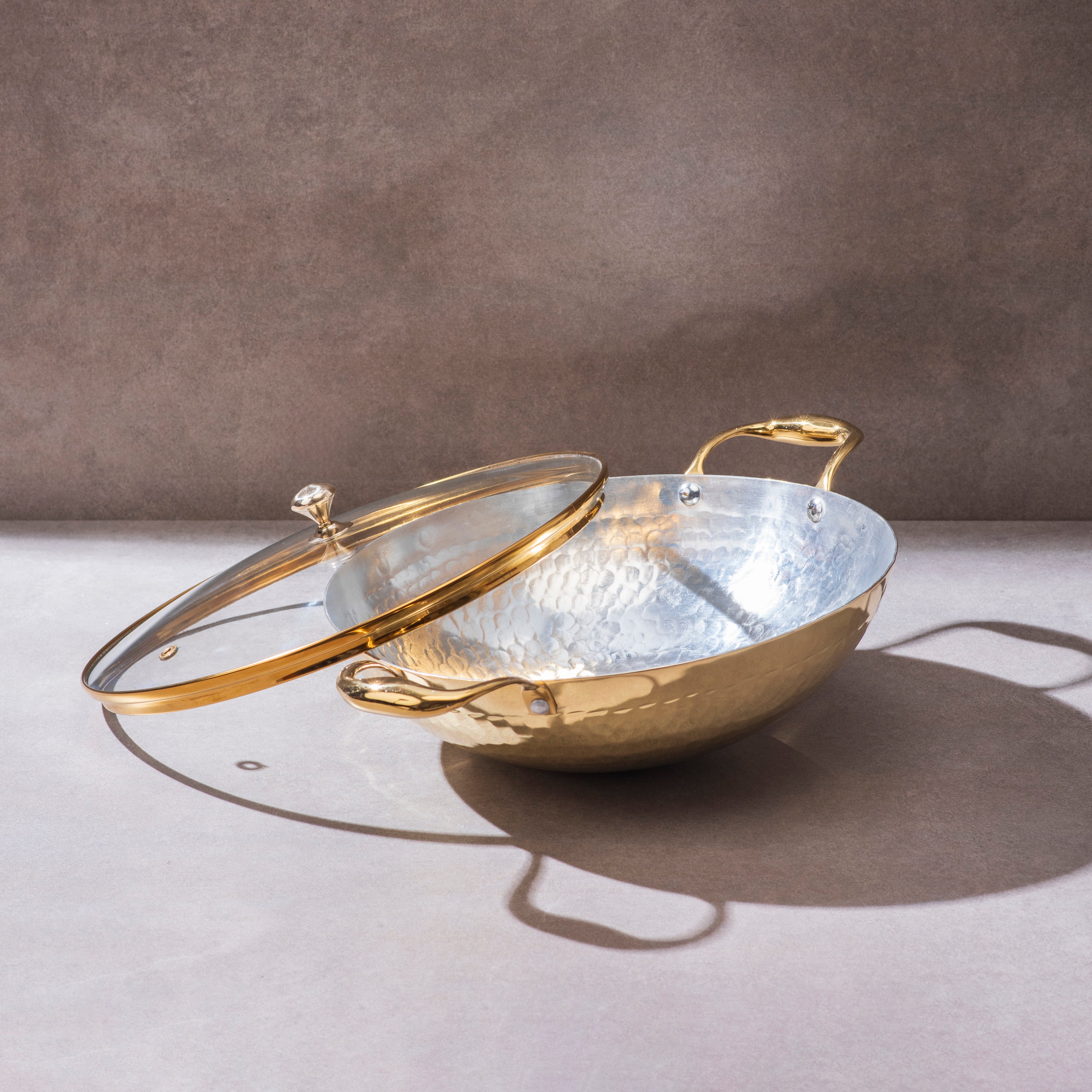 Brass Kadhai with Glass Lid