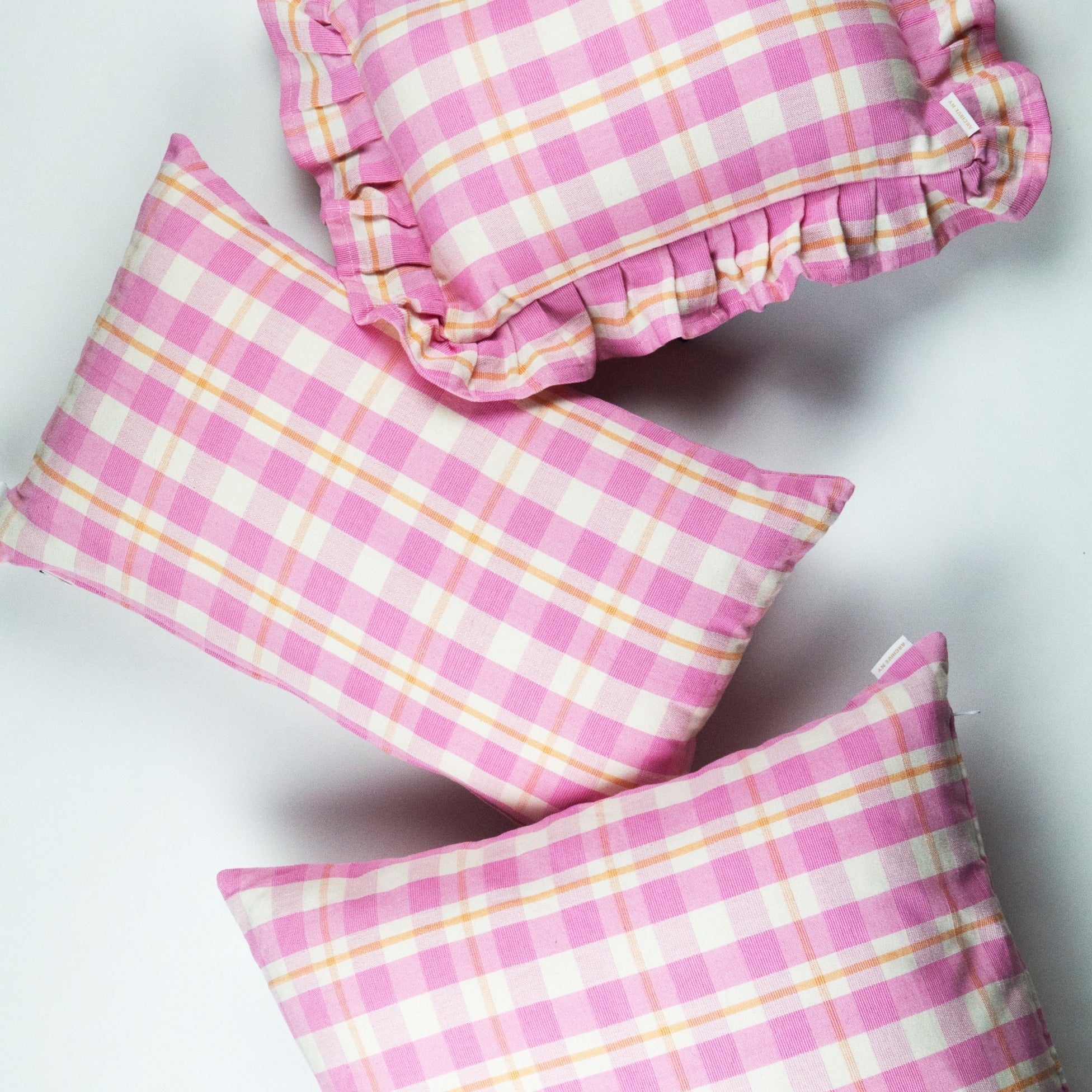 Archive NY Abigail Plaid Rectangle Pillow in Bubblegum