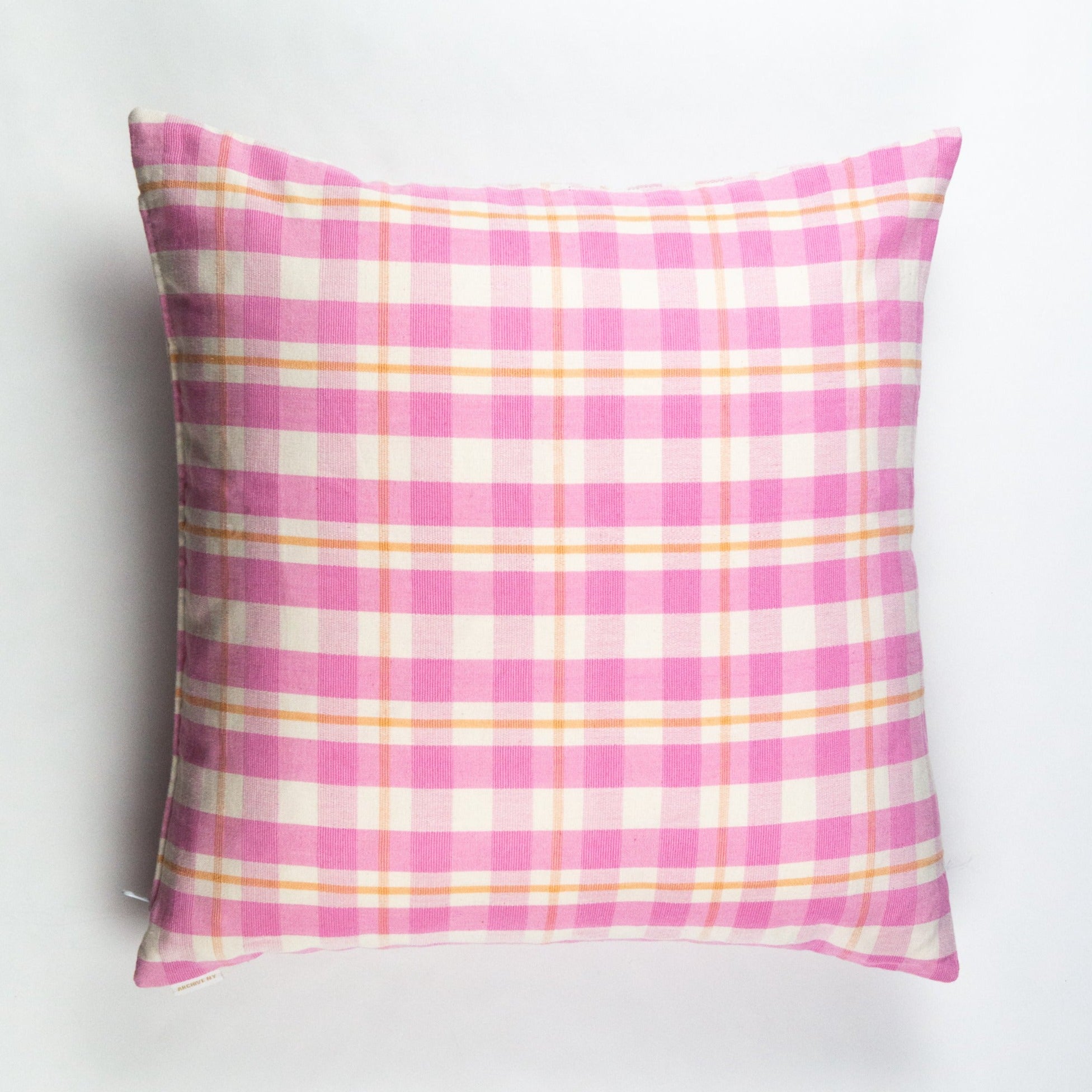 Archive NY Abigail Plaid Square Pillow in Bubblegum