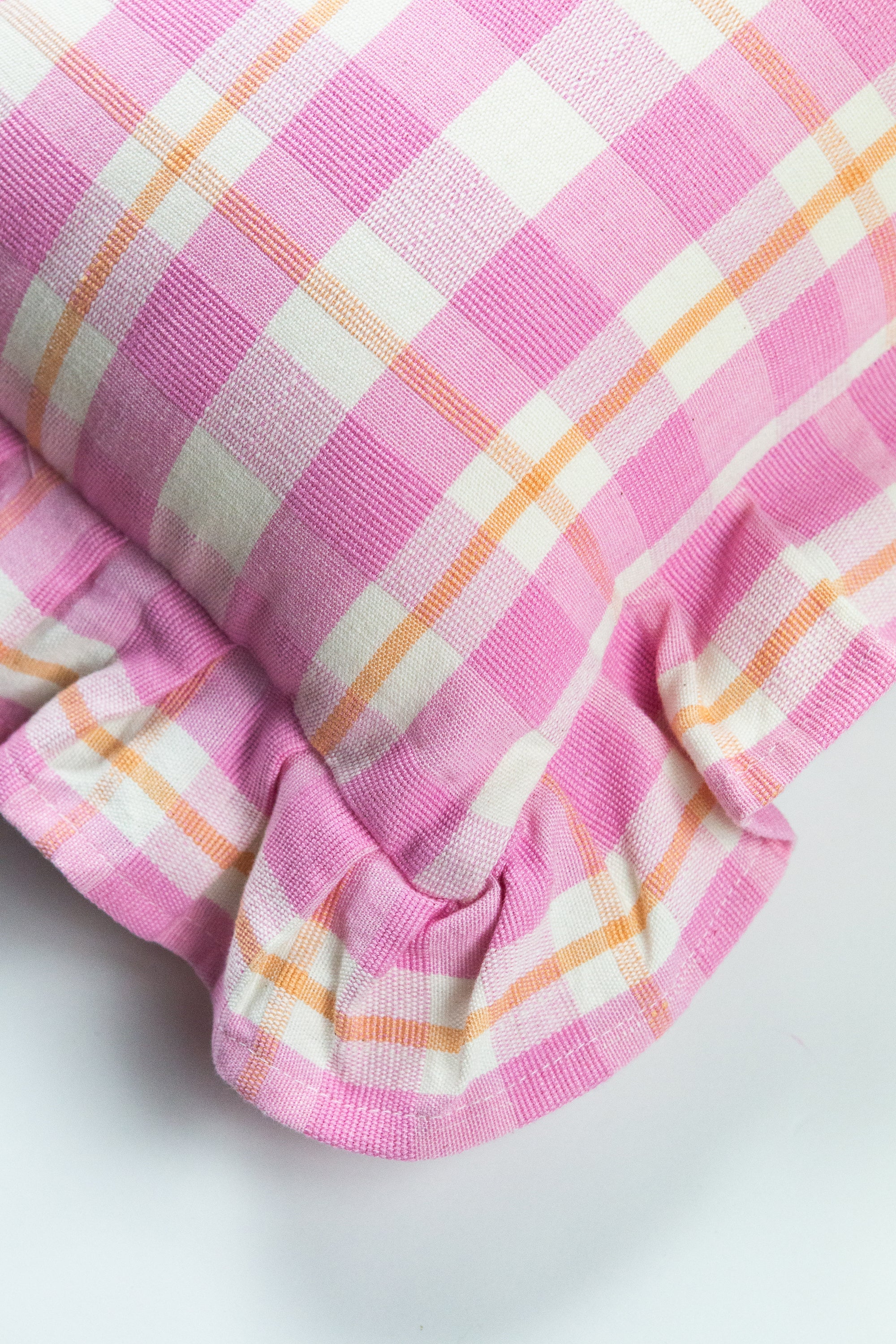 Archive NY Abigail Ruffle Plaid Pillow in Bubblegum