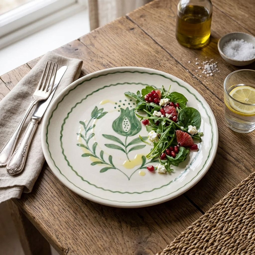 Green Anaar Snack Plate , 7x7 Inches
