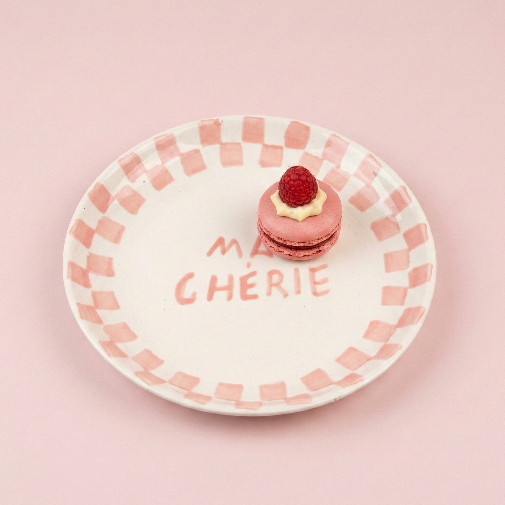 Ma Cherie Pink Ceramic Snack Plate 7x7 Inches Set of 2 - Casa Amarosa