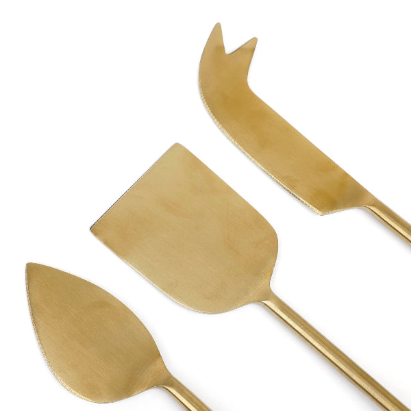 Brass Finish Cheese Knife Set of 3 6.5x2 Inches - Casa Amarosa
