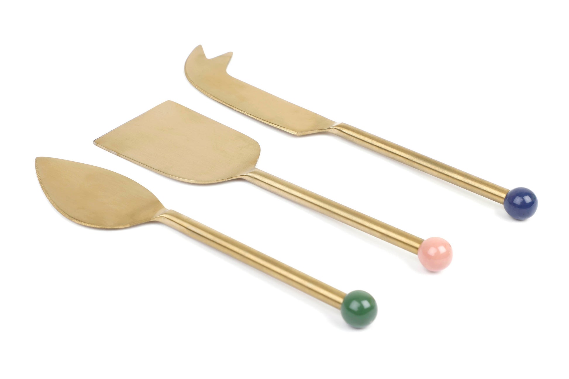 Brass Finish Cheese Knife Set of 3 6.5x2 Inches - Casa Amarosa
