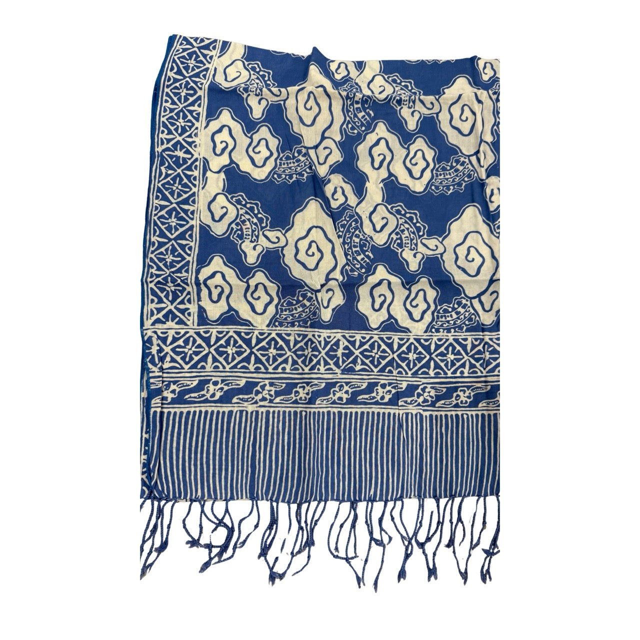 Handmade Batik Scarf, 100% Soft Cotton, Grey, Pewter Sky