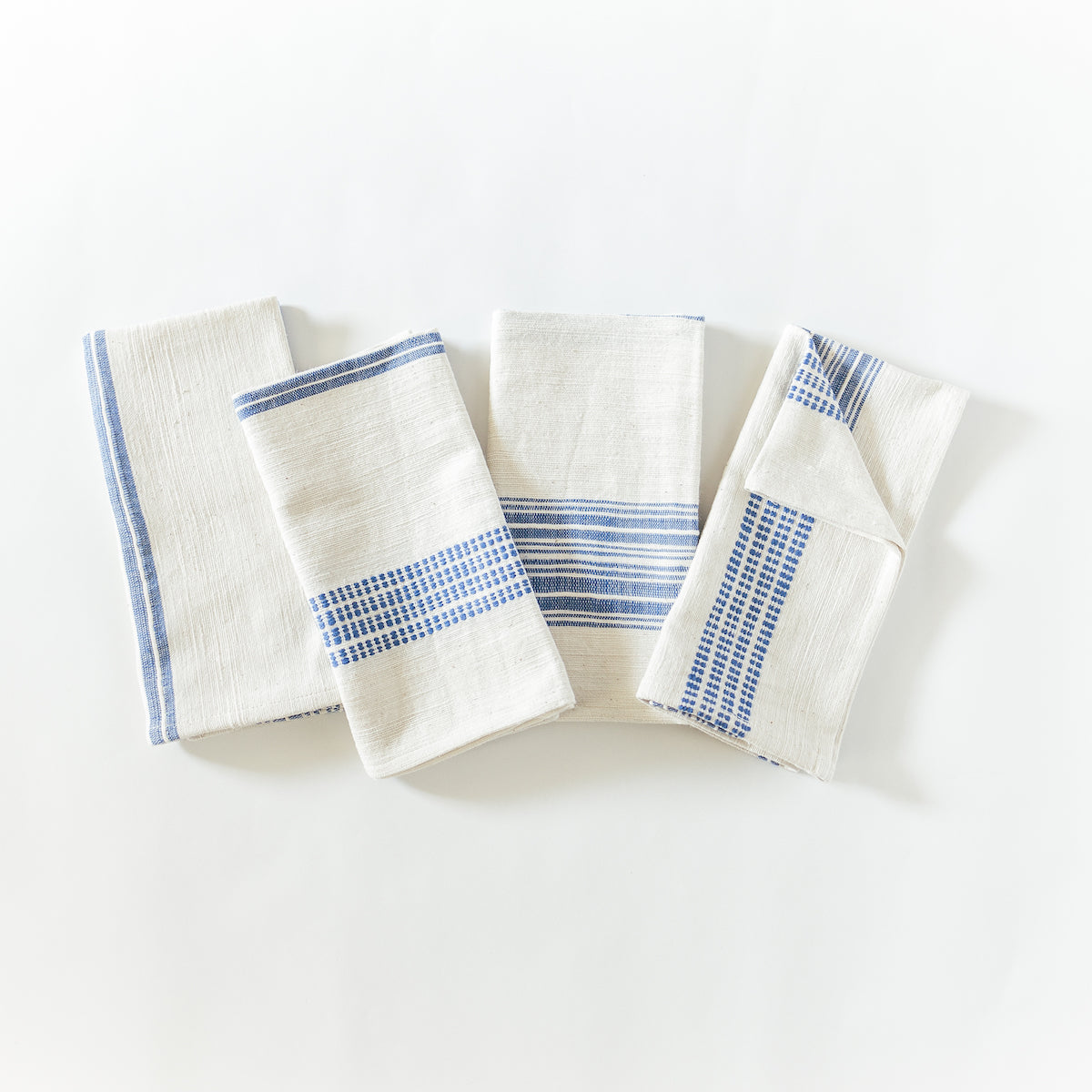 Aden Napkins, Natural / Blue - set of 4