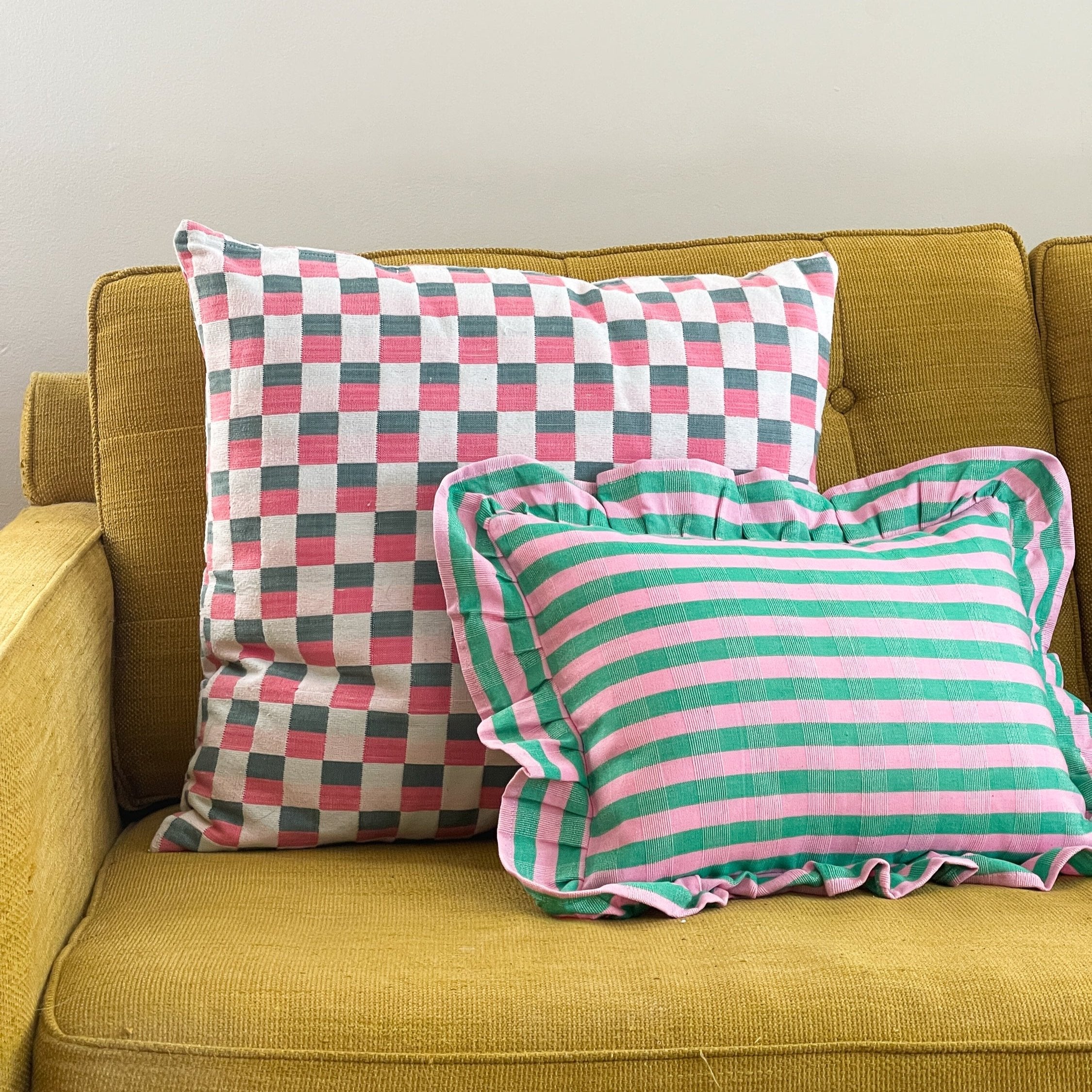 Archive NY Flora Stripe Ruffle Pillow