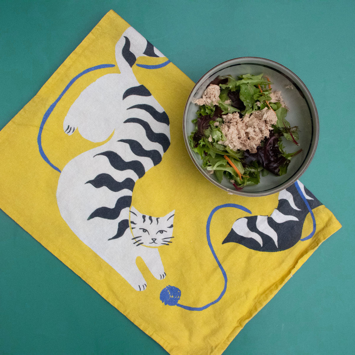supra endura tea towel, organic tea towel, cat tea towel, sustainable tea towel,
