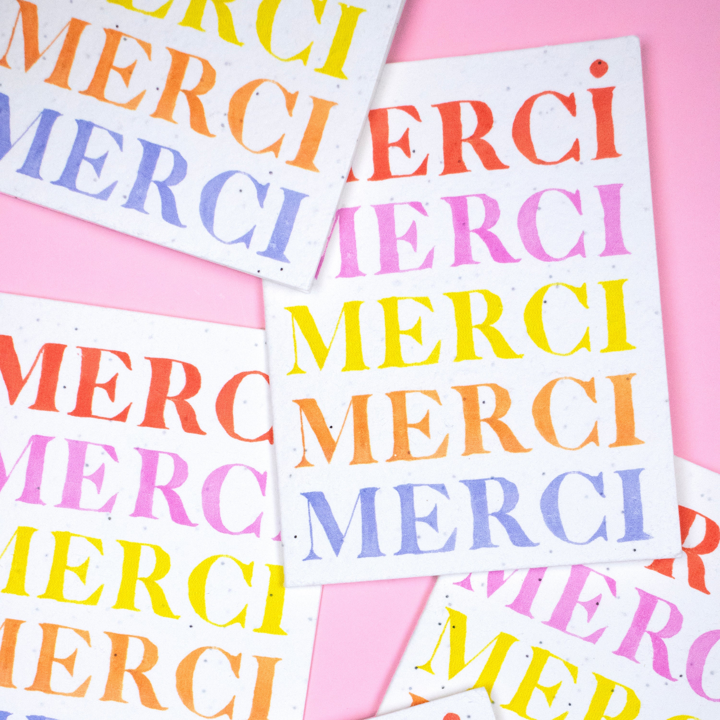 Merci cards, plantable seed cards, Thank you cards, Merci Seed Cards