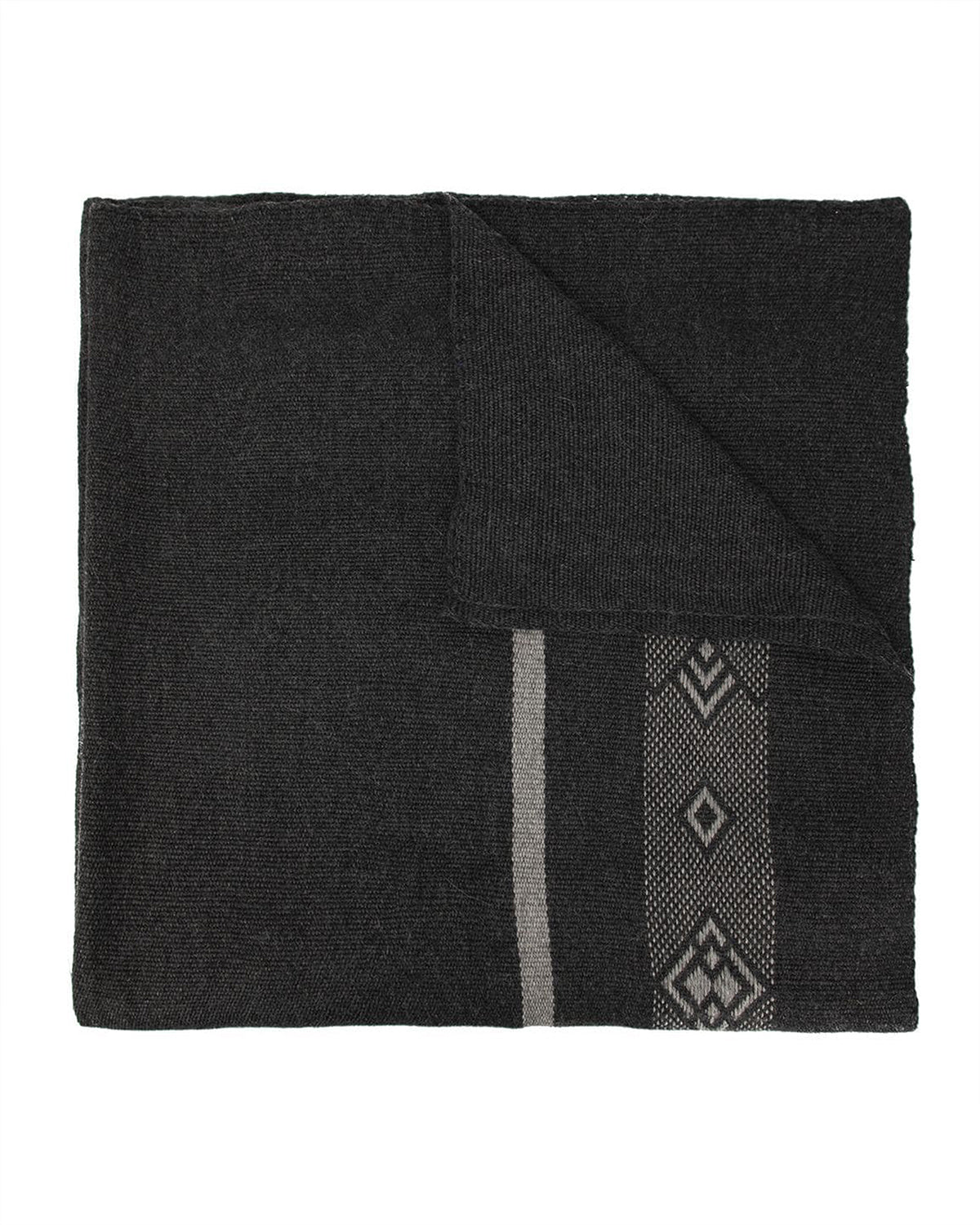 Black Wide Diagonal Alpaca Wrap with geometric pattern