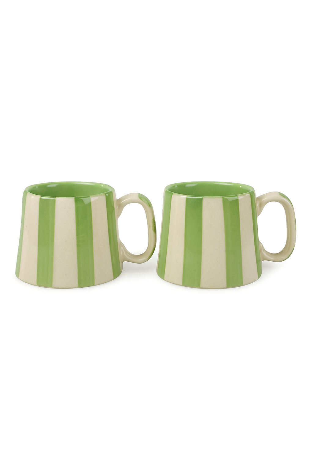 Ceramic Green Stripe  Coffee cup - 3.5 x 2.5 Inches ( Set of 2 )