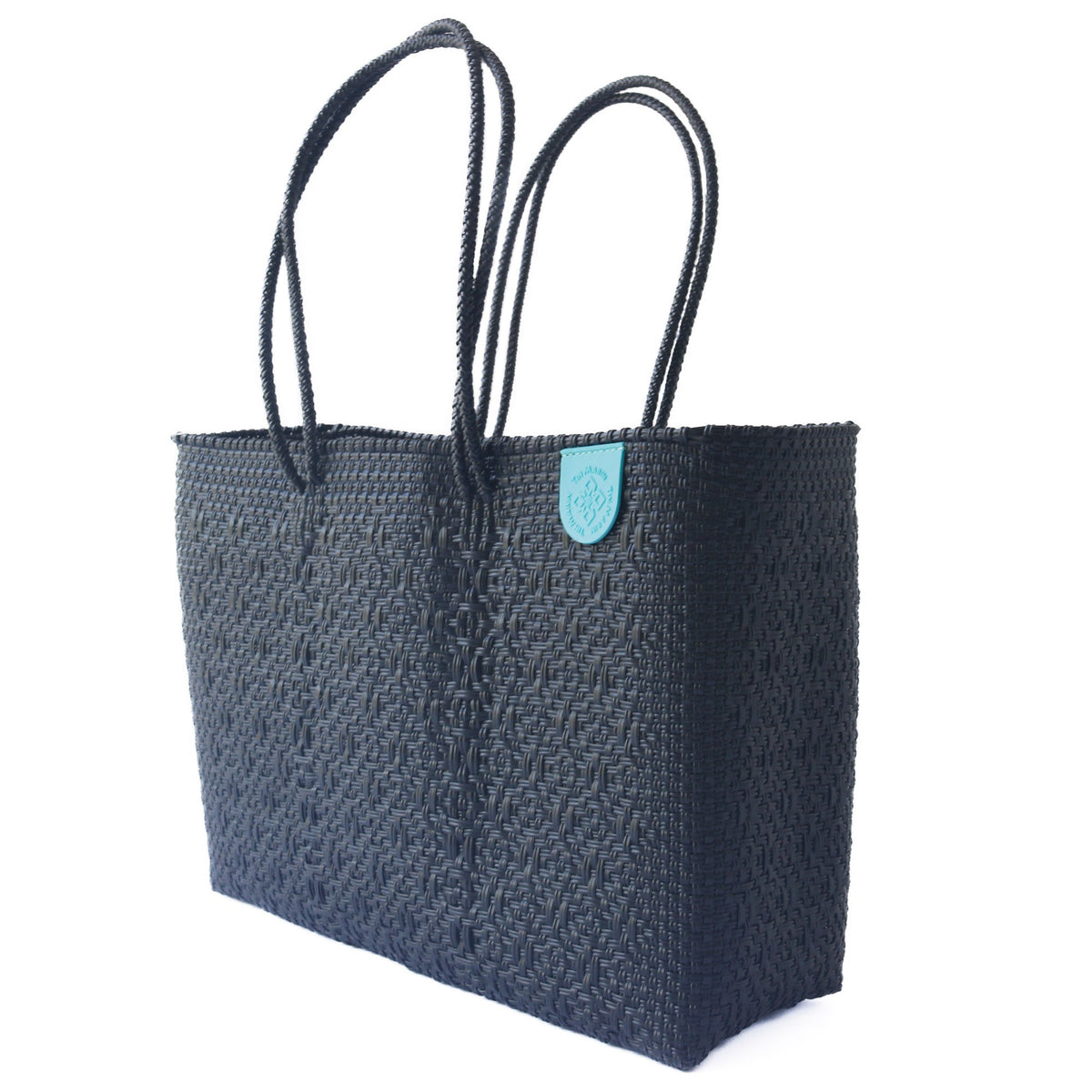 Tin Marin super tote in All Black Design, A black  oversized tote bag with a shoulder strap.