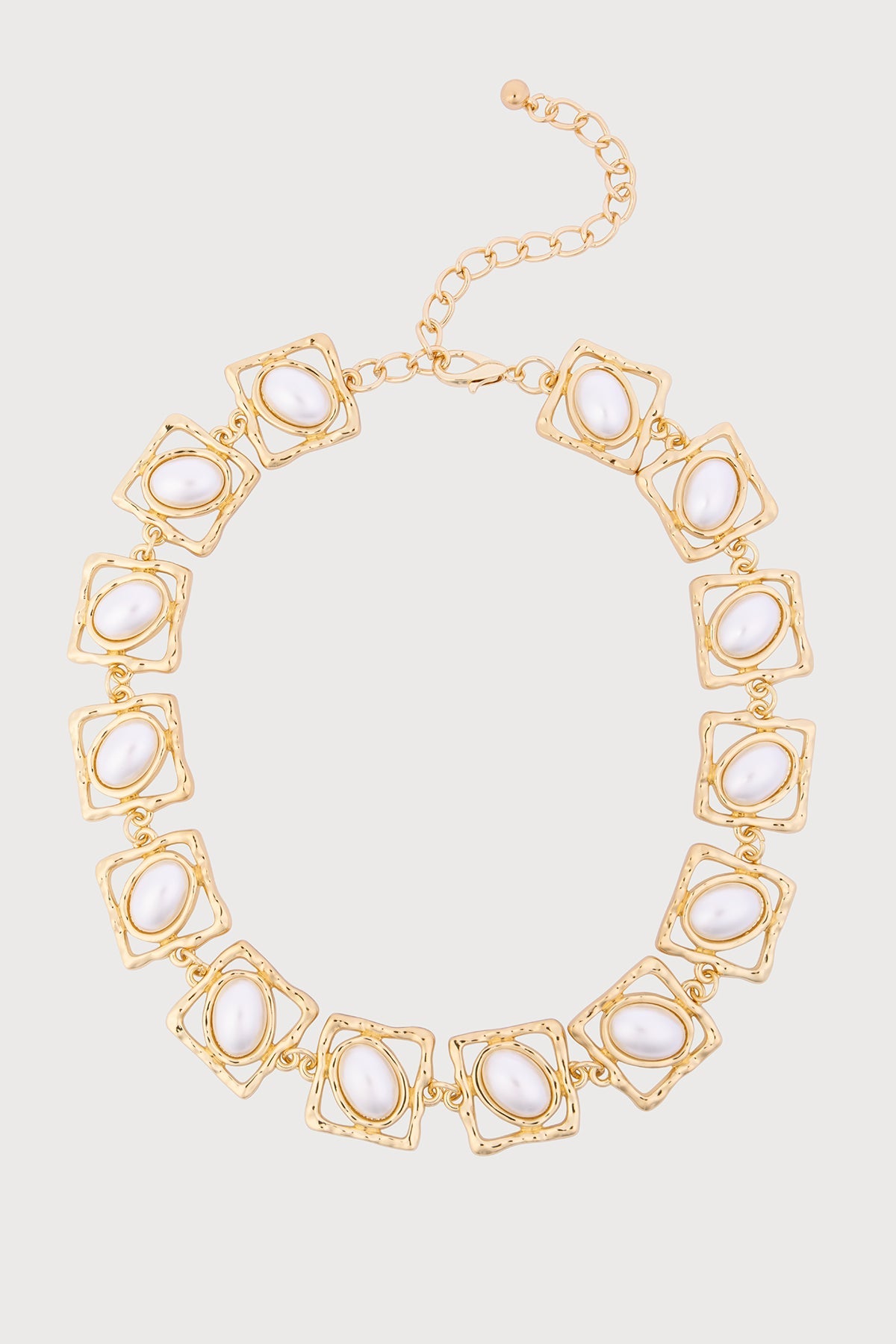 Geometric Frame Cabochon Necklace - Gold